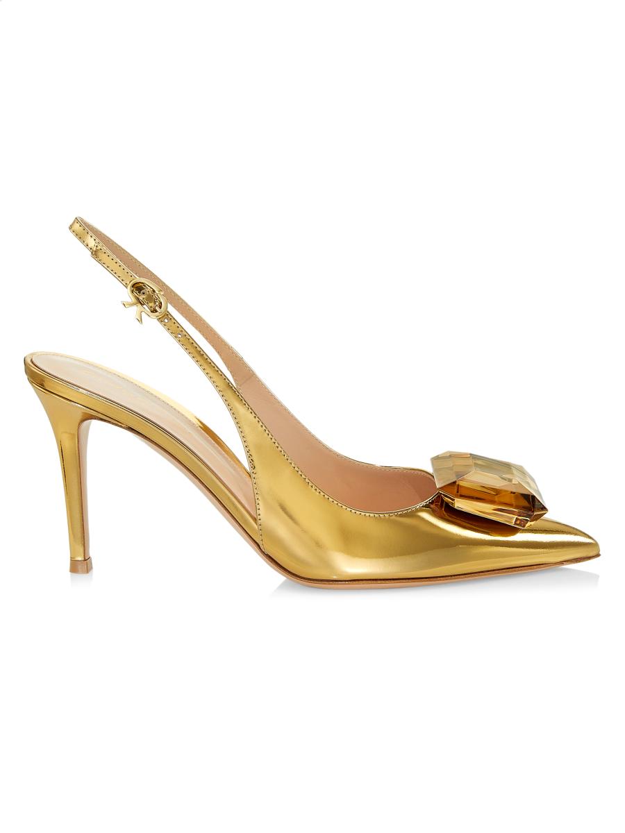 Gianvito Rossi Jaipur Slingback Metallic Leather Pumps