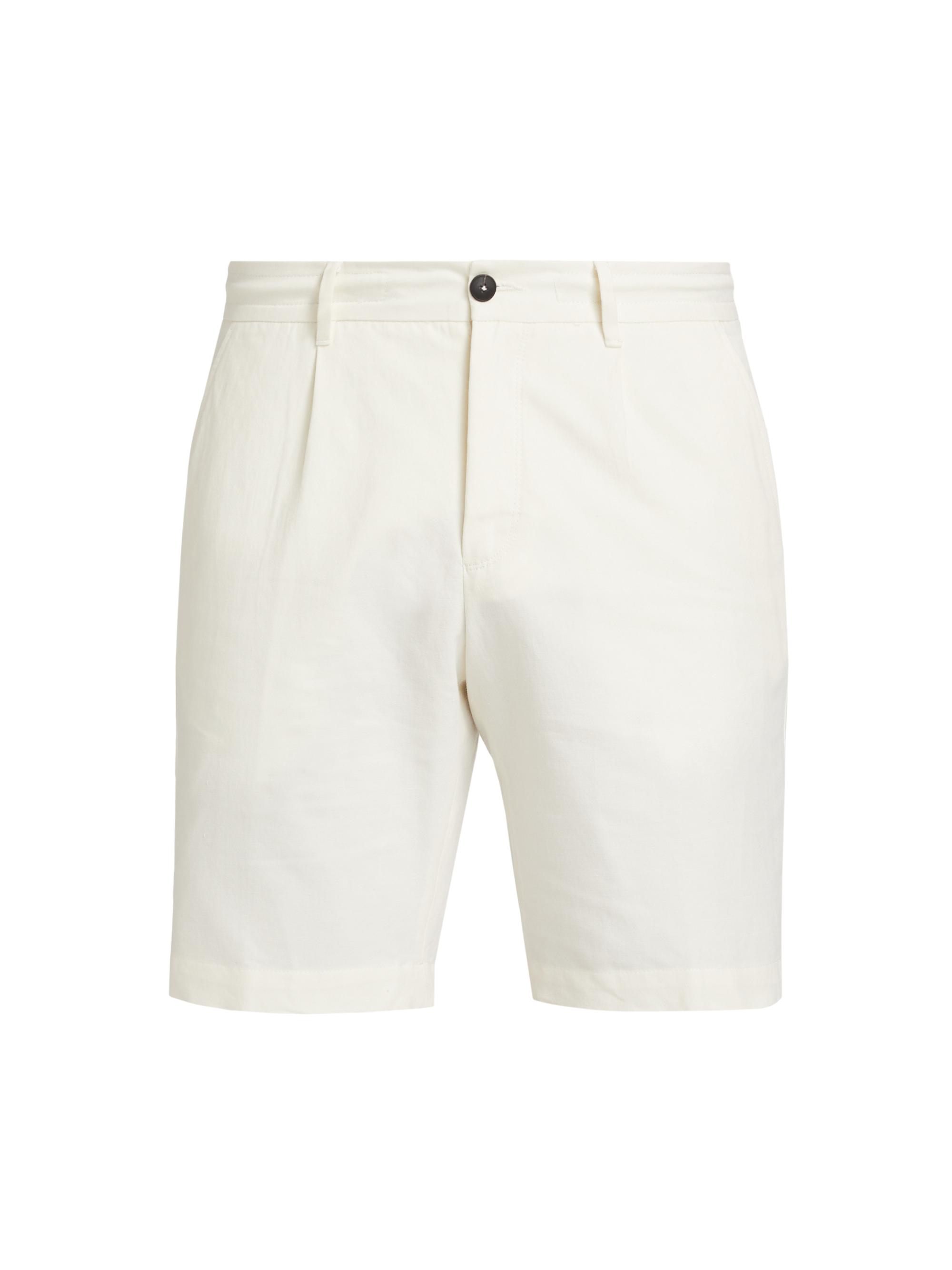 Saks Fifth Avenue Men's Slim-Fit Cotton & Linen-Blend Shorts - White