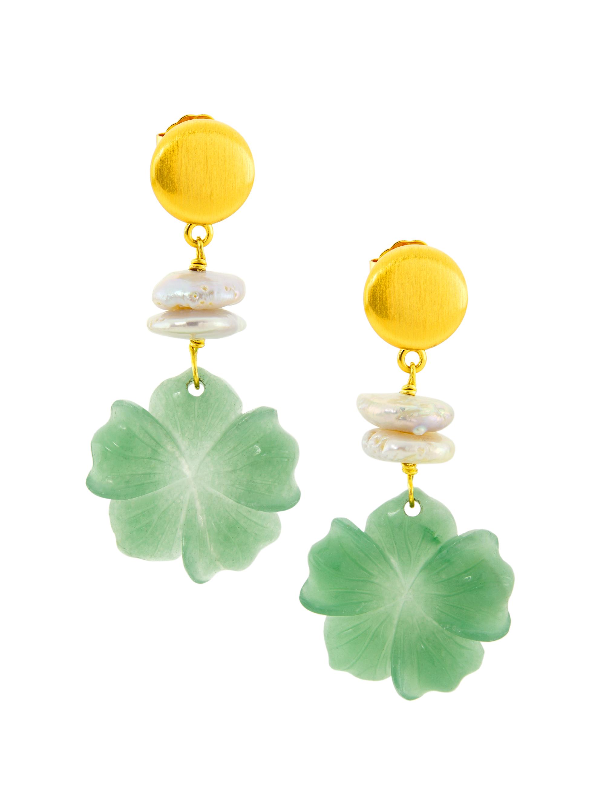 NEST Jewelry 22K Gold-Plated, Jade Aventurine Freshwater