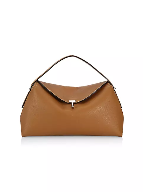 Shop Toteme T-Lock Leather Top-Handle Bag