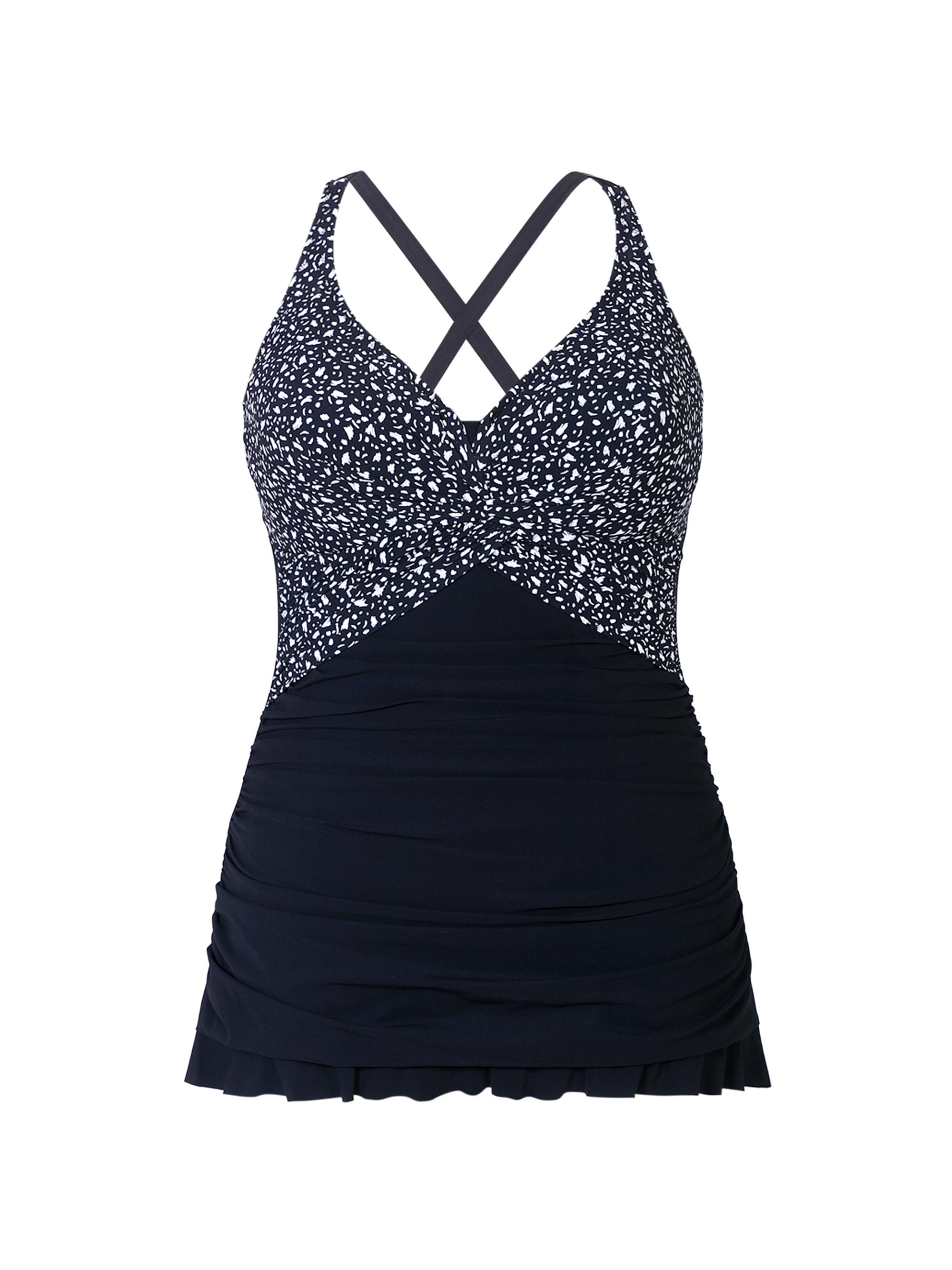 Gottex Swimwear Women's Underwire Ruched Swim Dress - Black White