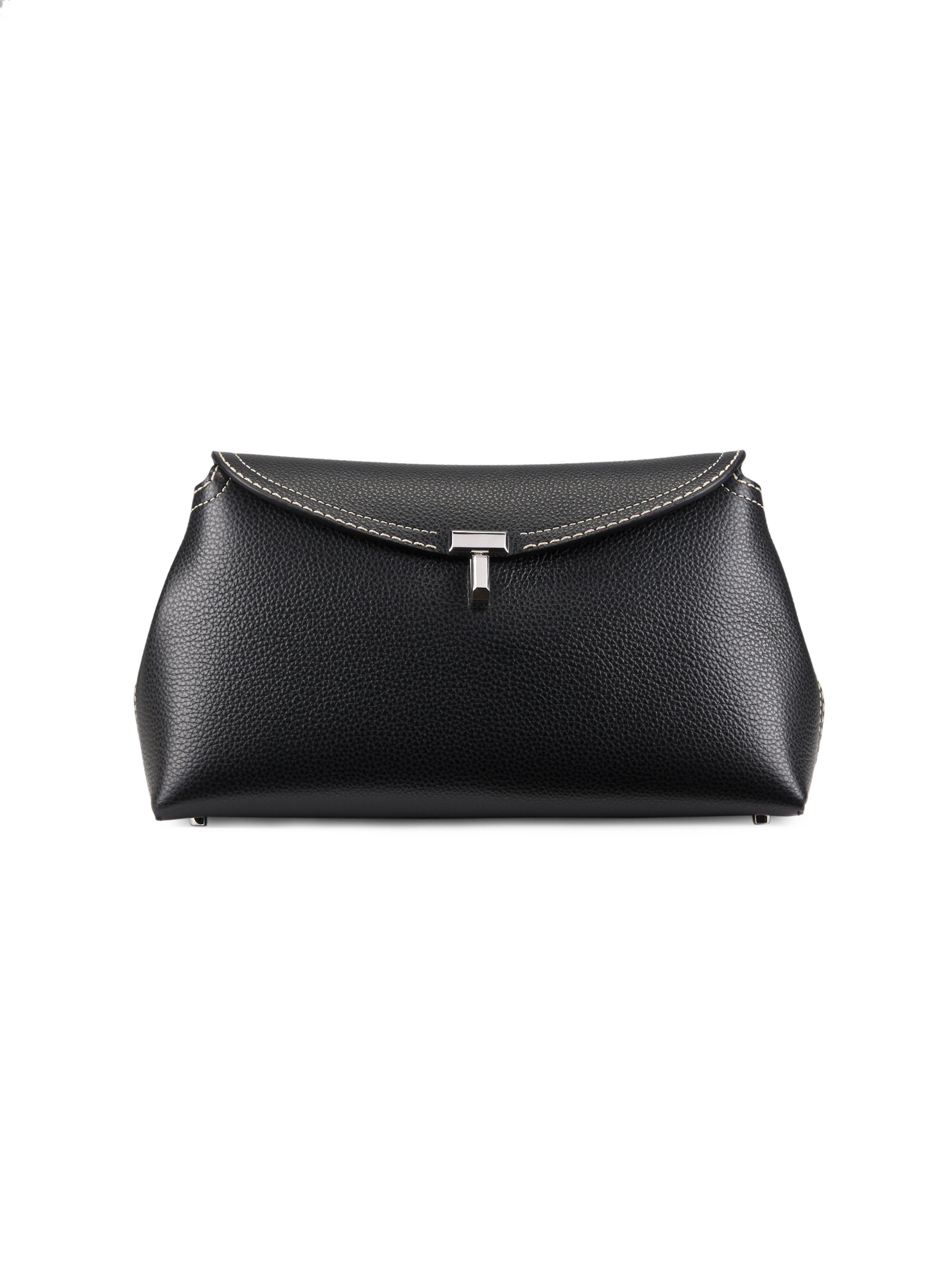 Toteme T-Lock Leather Clutch | Saks Fifth Avenue