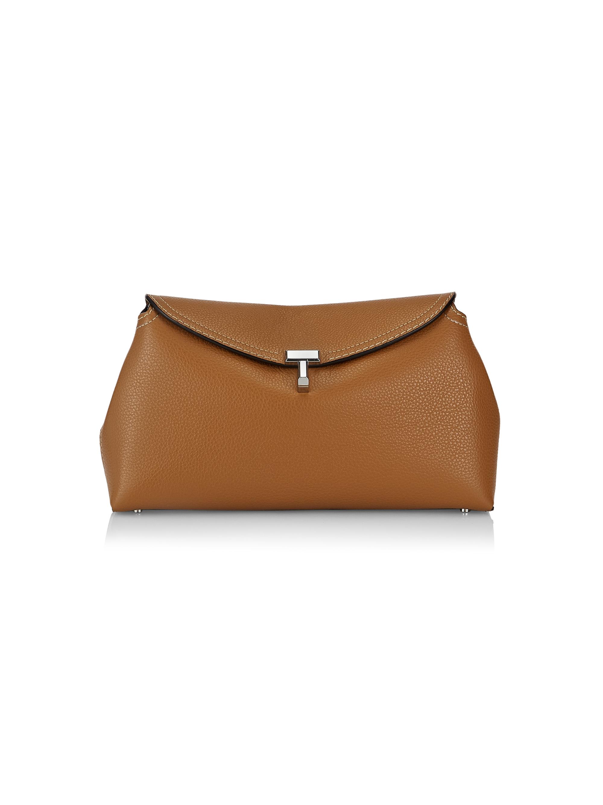 Toteme Women's T-Lock Leather Clutch - Tan