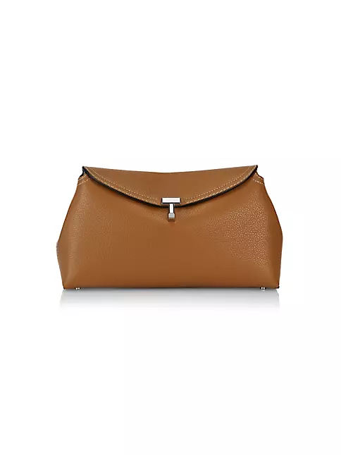 TOTEME T-Lock textured-leather clutch