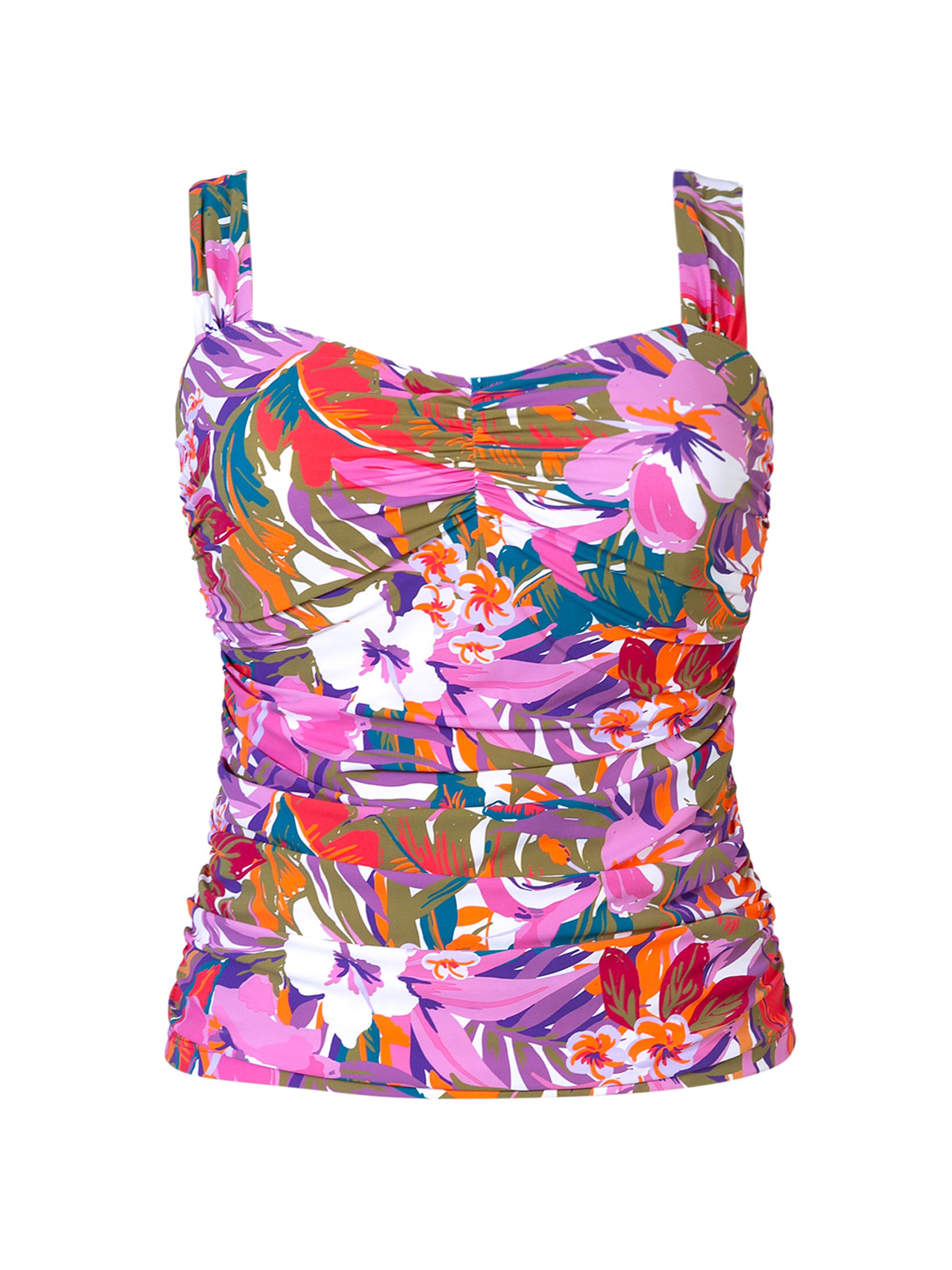 Gottex Swimwear Women's Floral Ruched Tankini Top