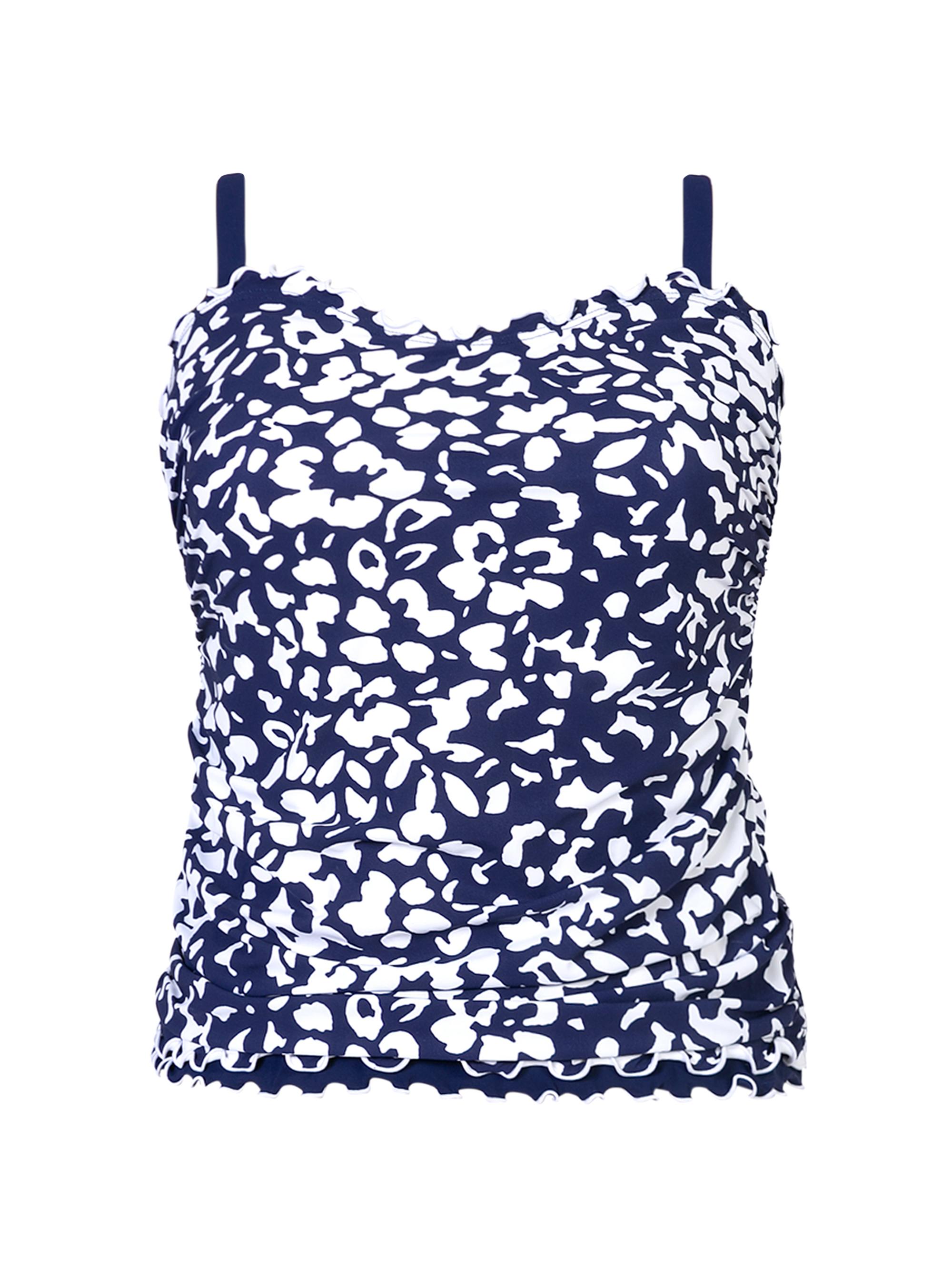 Gottex Swimwear Women's Floral Ruched Tankini Top - Navy Purple
