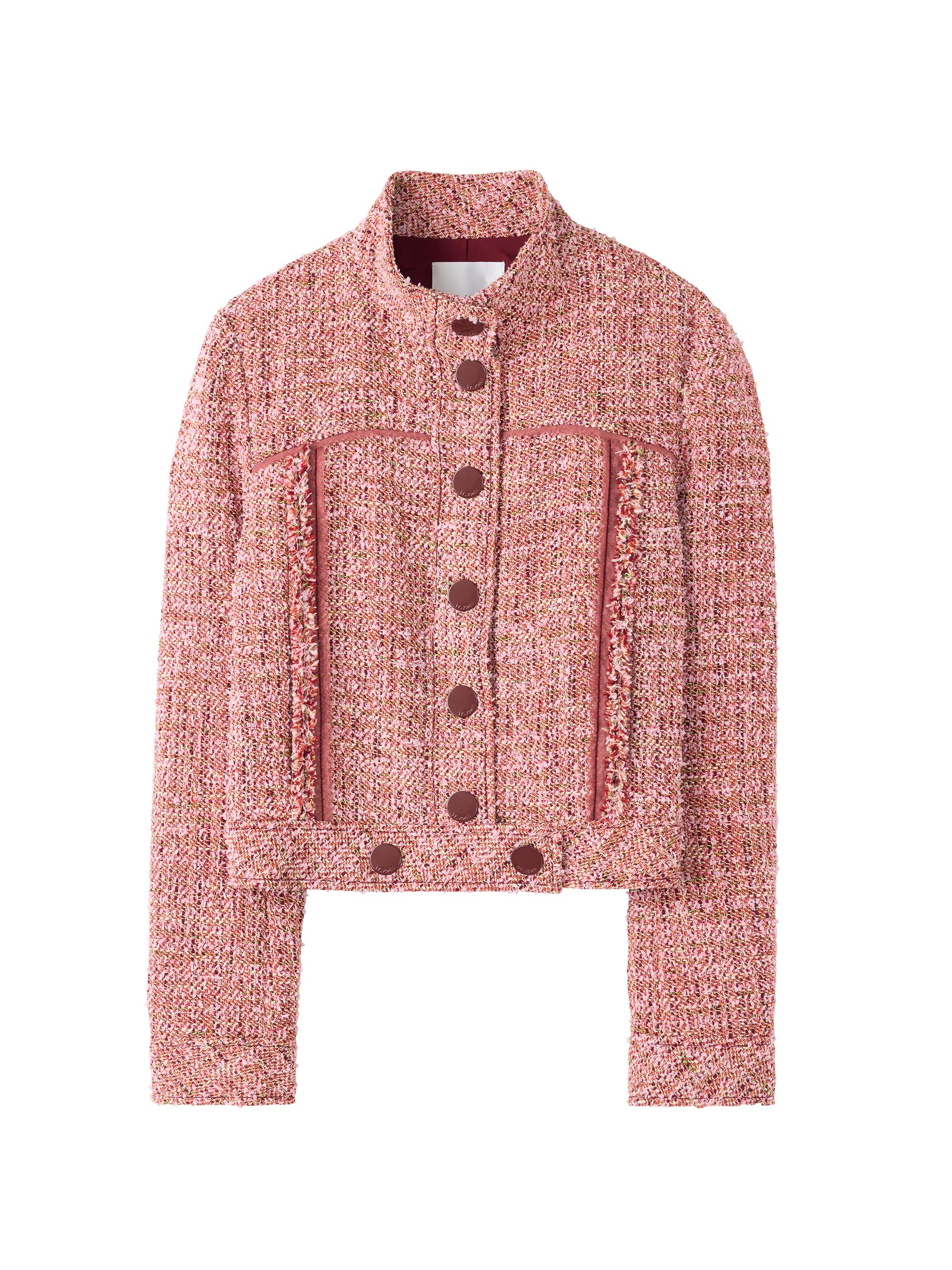 St. John Women's Eyelash Tweed Snap-Front Jacket - Pink Multi