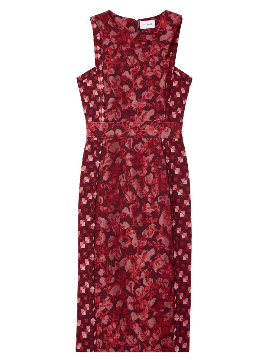 St. John Evening Floral Jacquard Midi-Dress | Saks Fifth Avenue
