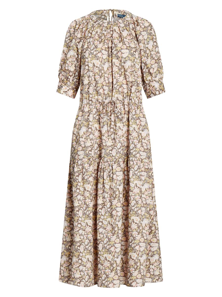 【送料 関税込】POLO RALPH LAUREN Floral cotton midi dress Floral Stretch Cotton Midi Dress