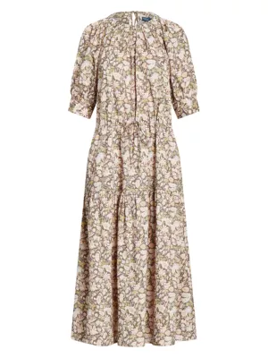 Shop Polo Ralph Lauren Hazlee Floral Poplin Drawstring Midi-Dress | Saks  Fifth Avenue