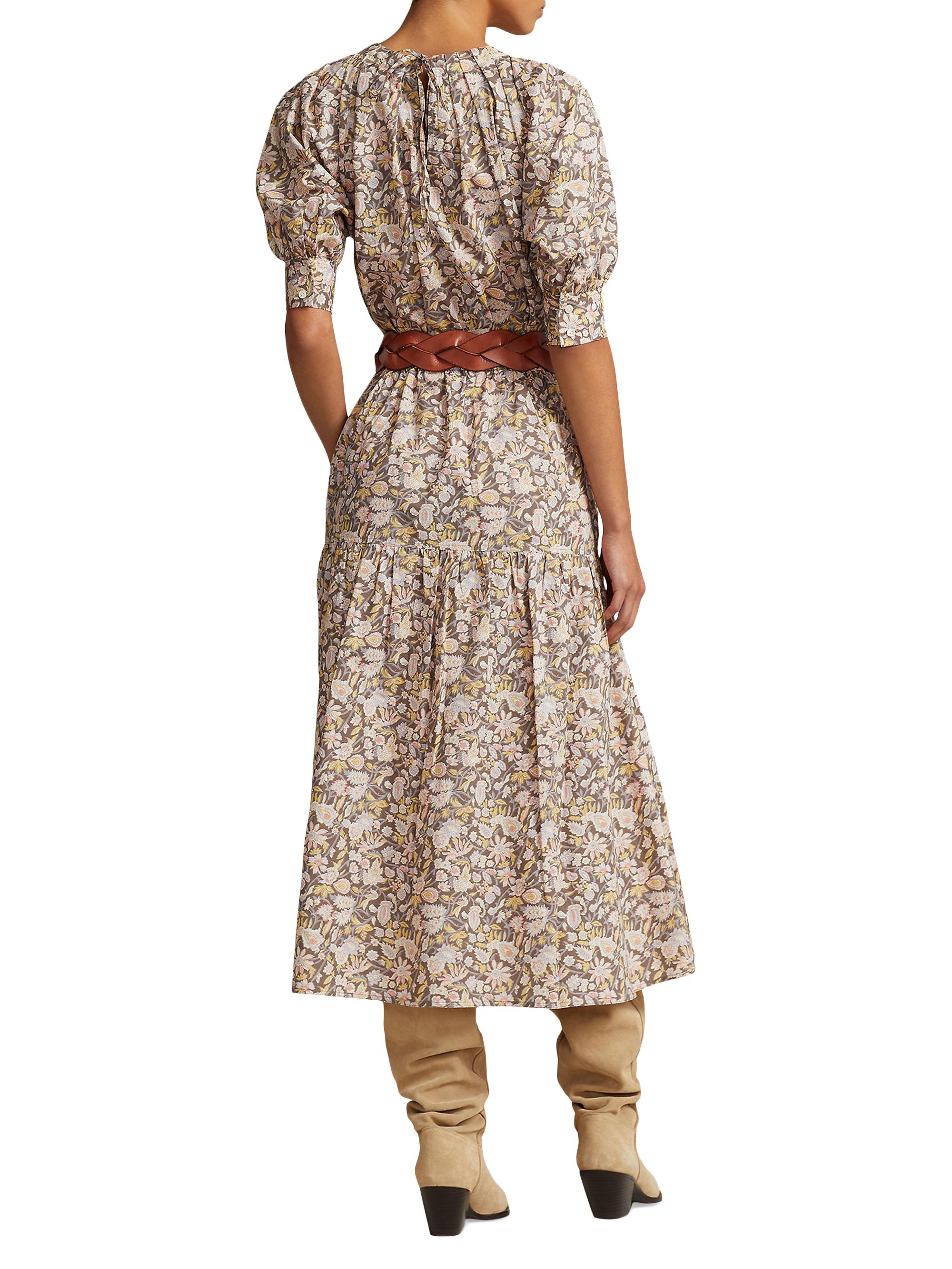 Polo Ralph Lauren Hazlee Floral Poplin Drawstring Midi-Dress