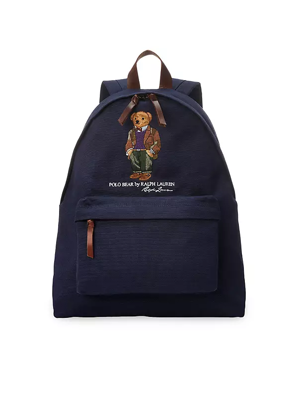 Shop Polo Ralph Lauren Large Bear Logo Leather-Trimmed Backpack