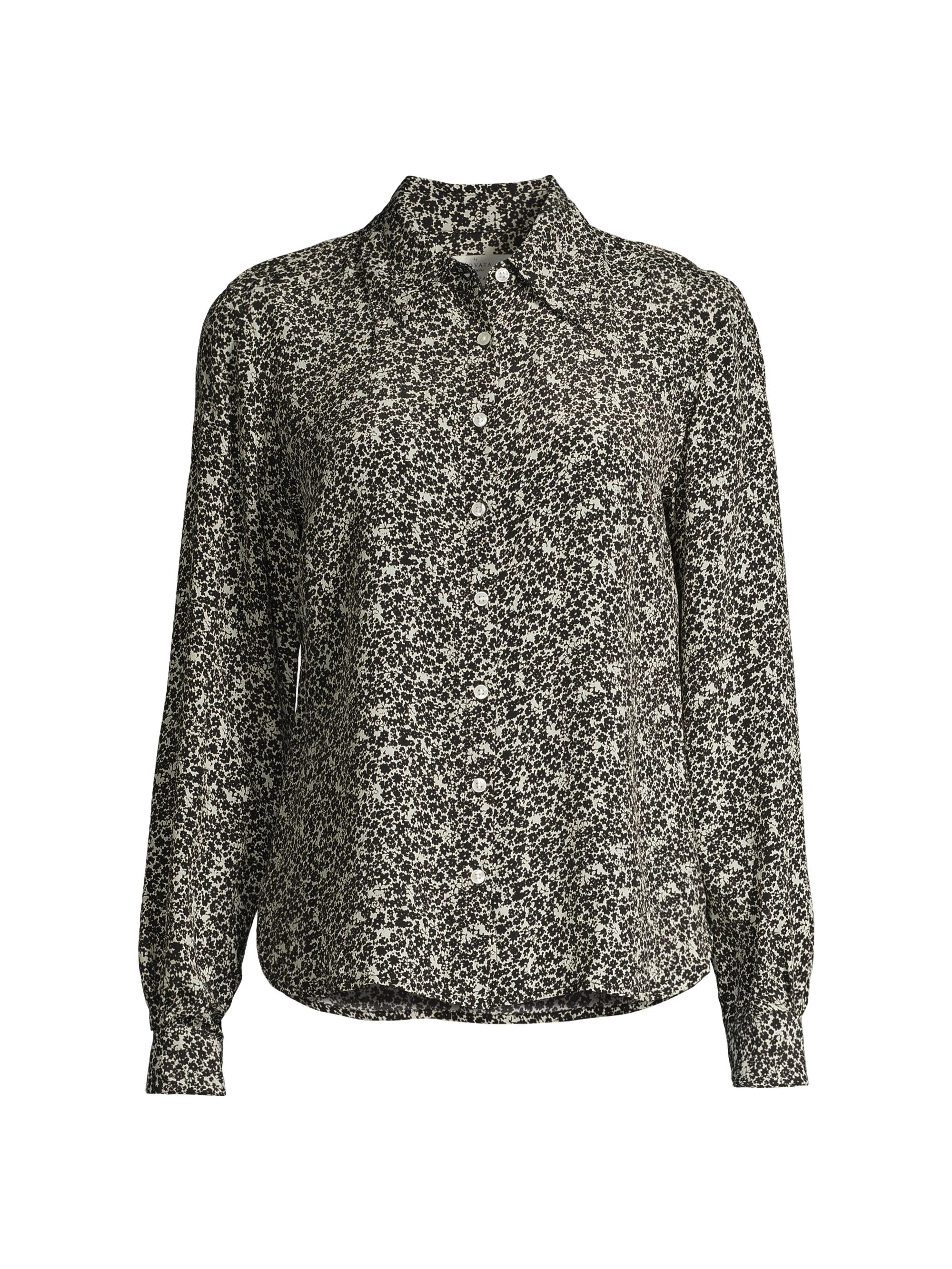 Birds of Paradis Women's Jacquelin Floral Silk-Blend Shirt - Black Multi