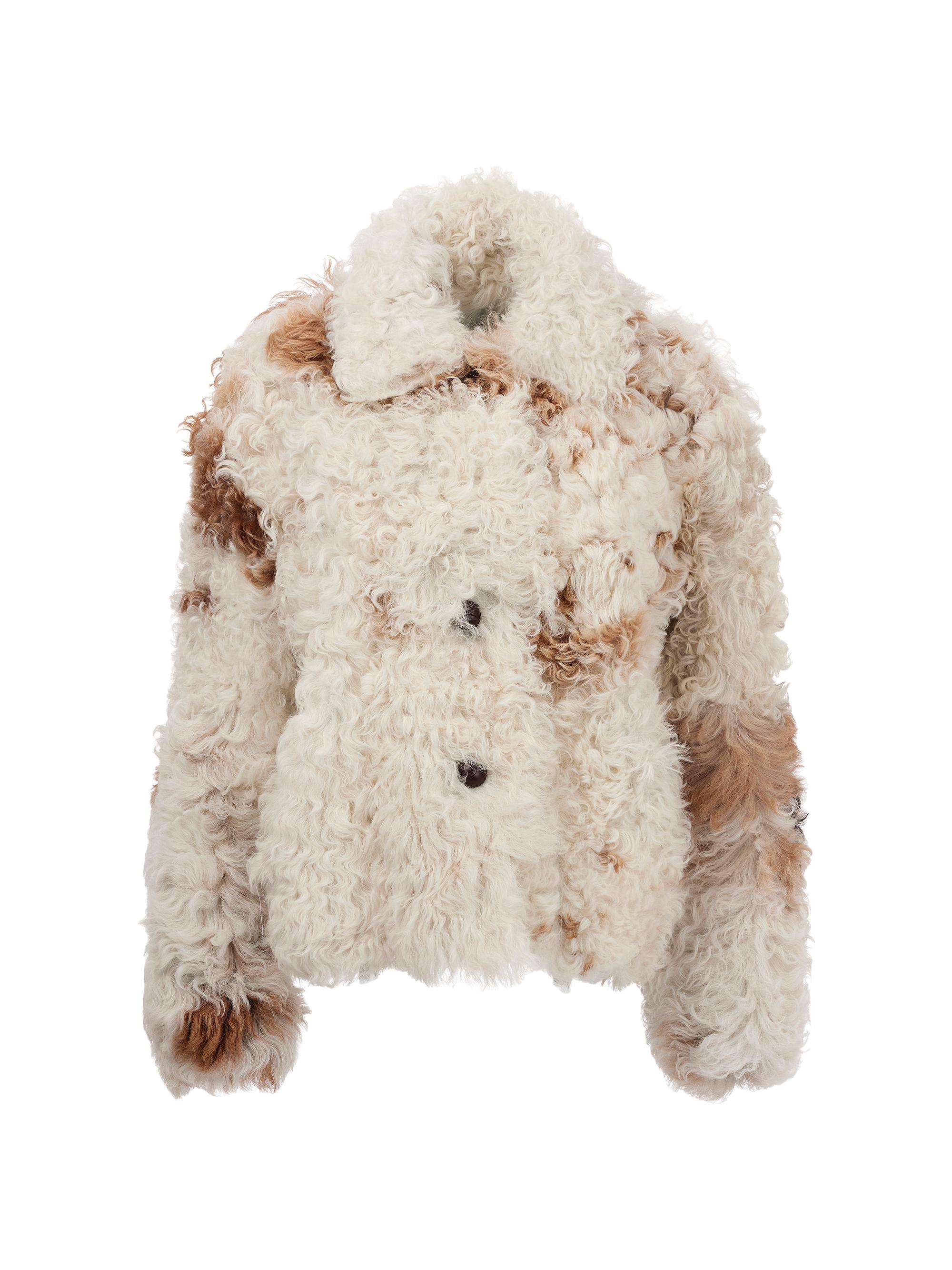 Gorski Women's Reversible Shearling Lamb Jacket - White Spotted
