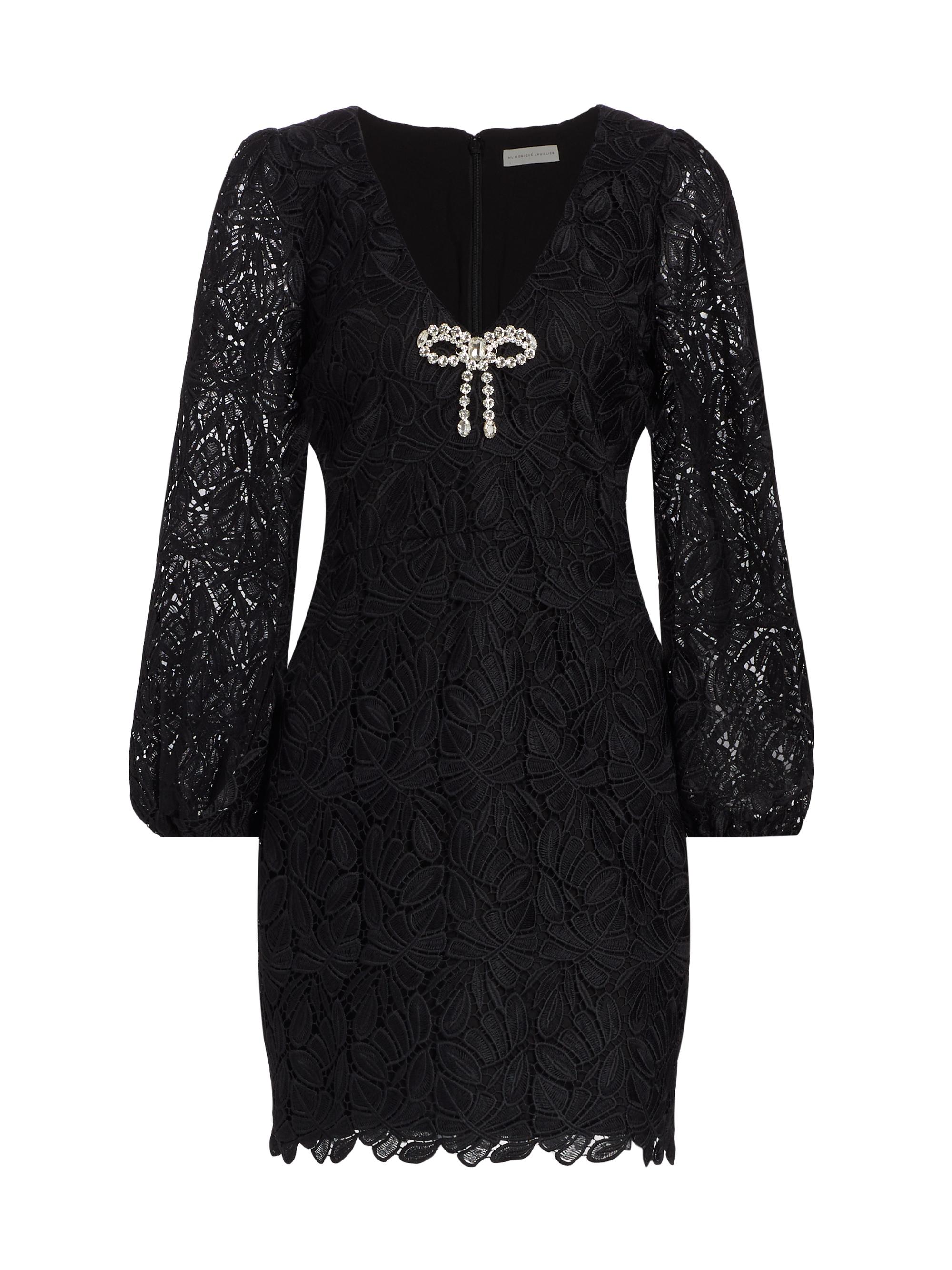 chinese dress ladies ML Monique Lhuillier Off the Shoulder Lace Dress Black Size 6 – Celebrity  Owned