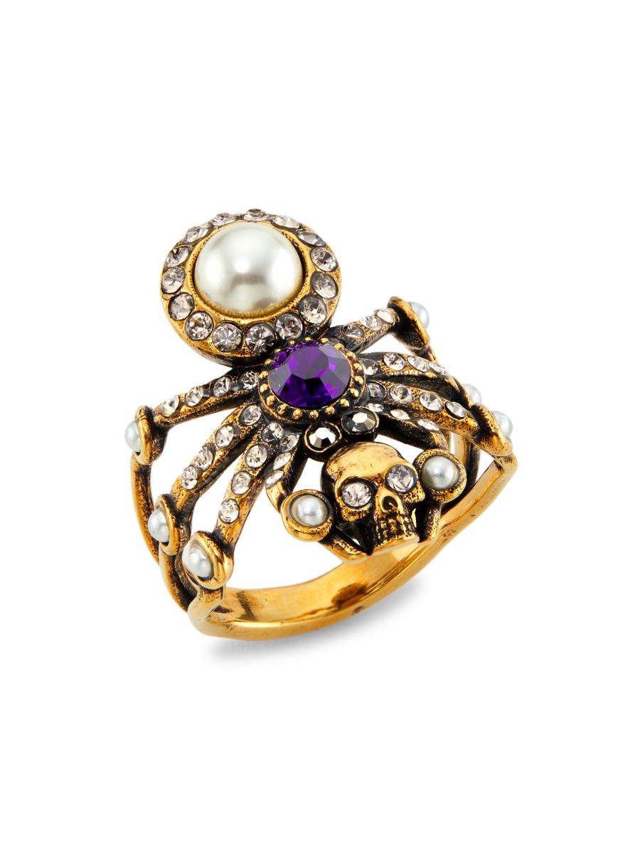 VIP【関税送料無料】希少 ALEXANDER MCQUEEN GOLD TONE RING MCQUEEN Gold-tone crystal ring | NET-A-PORTER