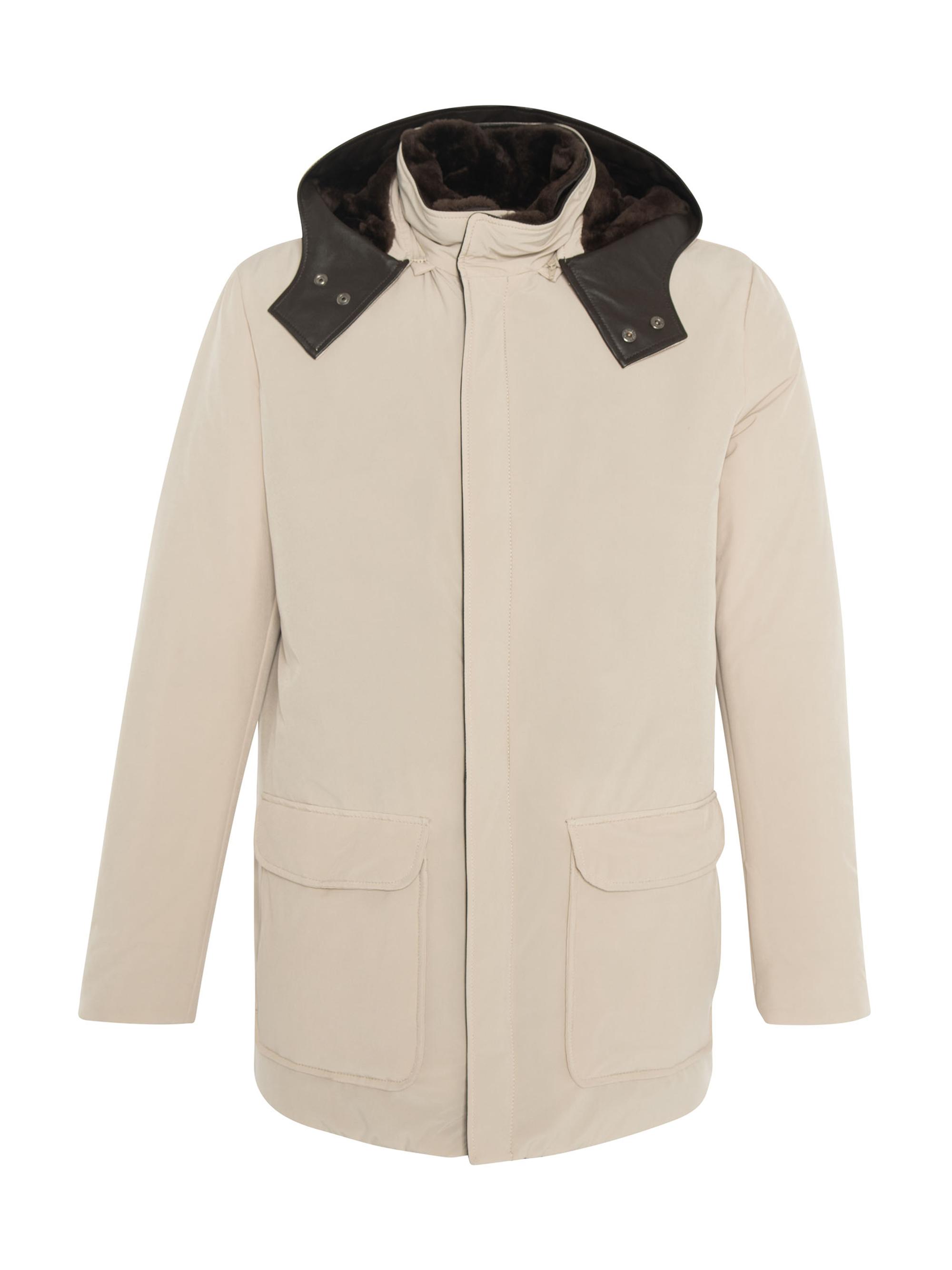 Gorski Men's Shearling Lamb Lined Parka Jacket - Beige