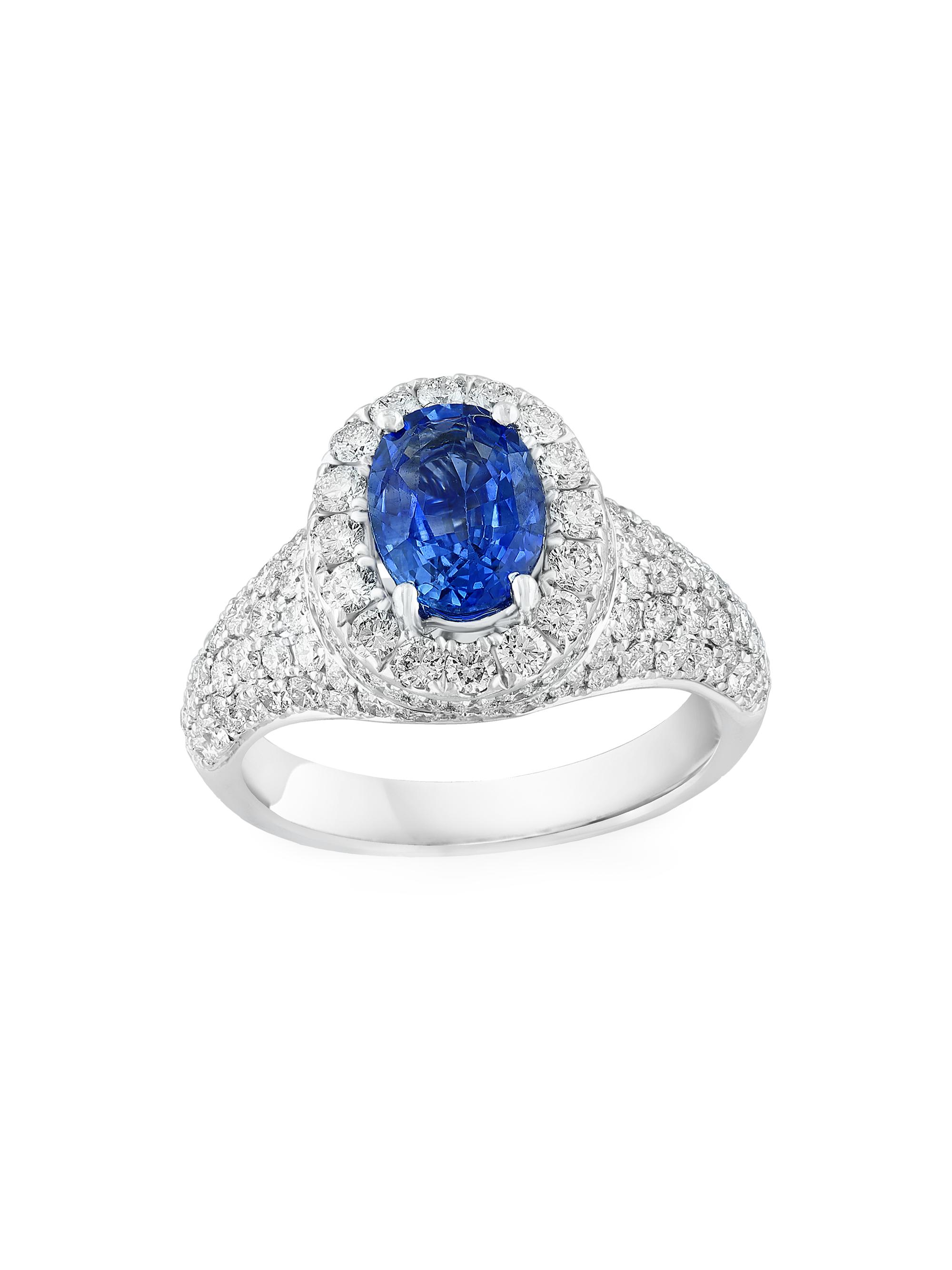 Saks Fifth Avenue Collection Women's 18K White Gold, Sapphire & 1.63 TCW Diamond Ring - White Gold