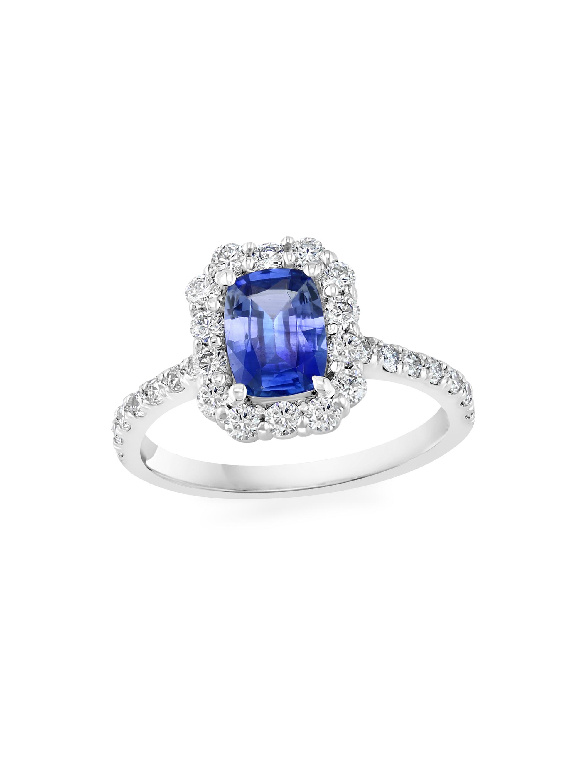 Saks Fifth Avenue Collection Women's 14K White Gold, Blue Sapphire & 0.44 TCW Diamond Ring - White Gold