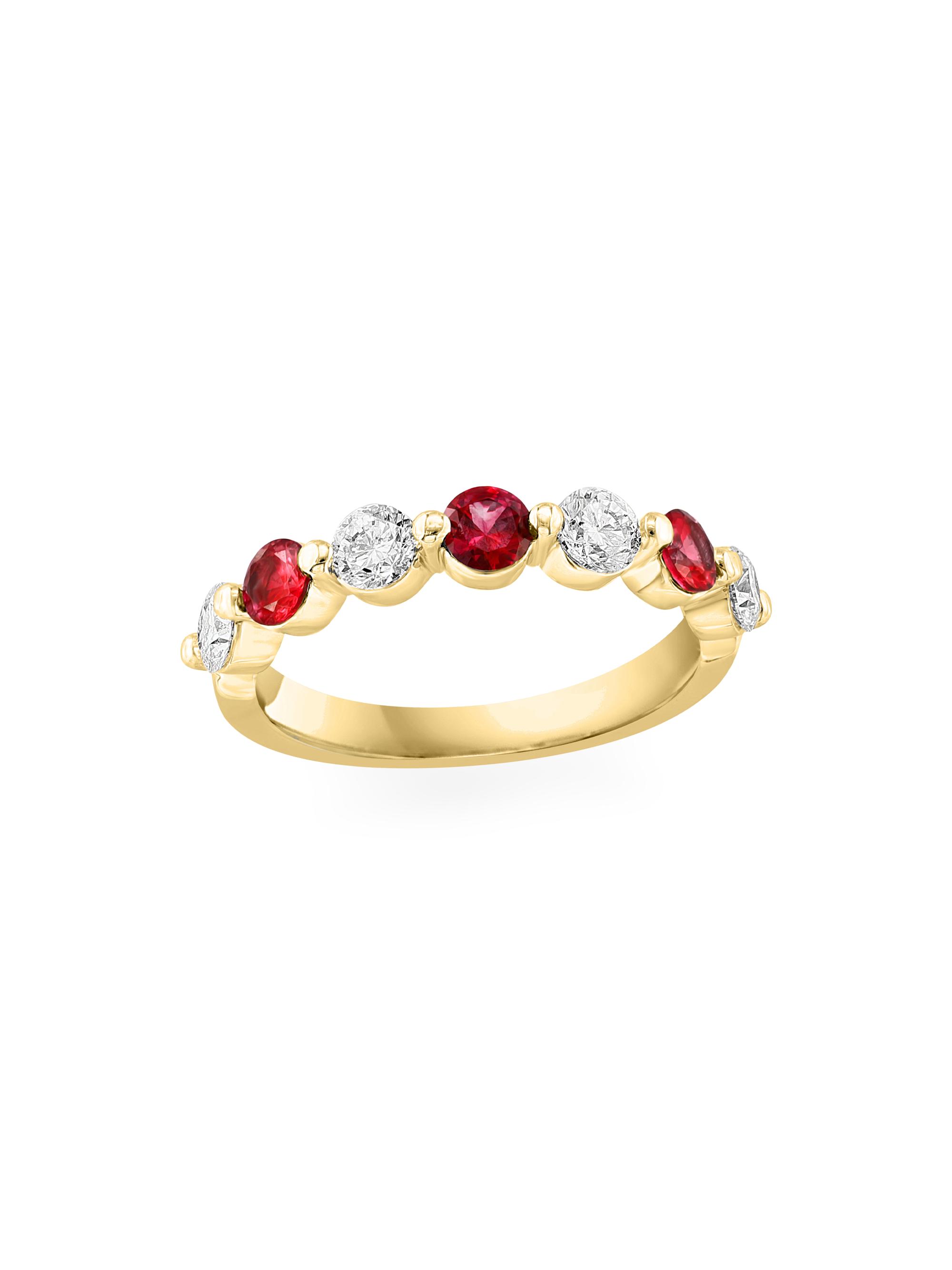 Saks Fifth Avenue Collection Women's 14K Yellow Gold, Ruby & 0.48 TCW Diamond Band Ring - Yellow Gold
