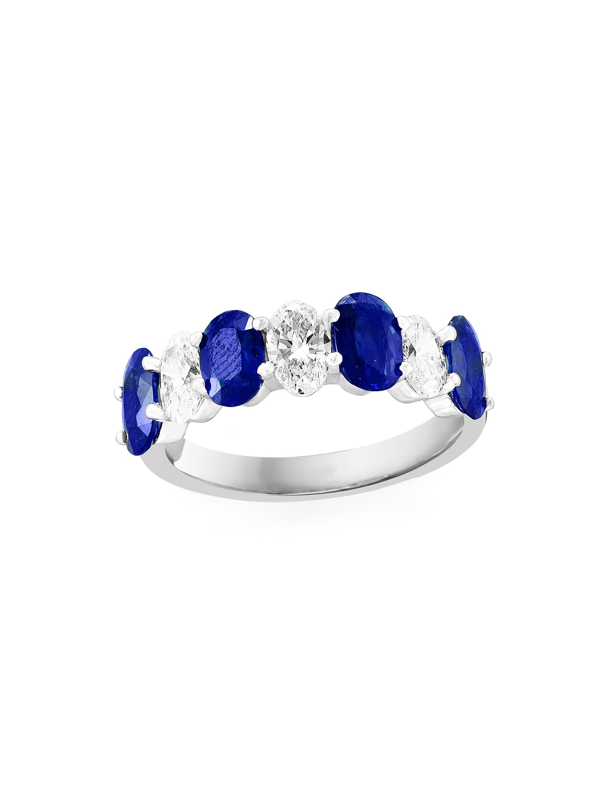 Saks Fifth Avenue Collection Women's 14K White Gold, Blue Sapphire & 1.26 TCW Diamond Ring - White Gold