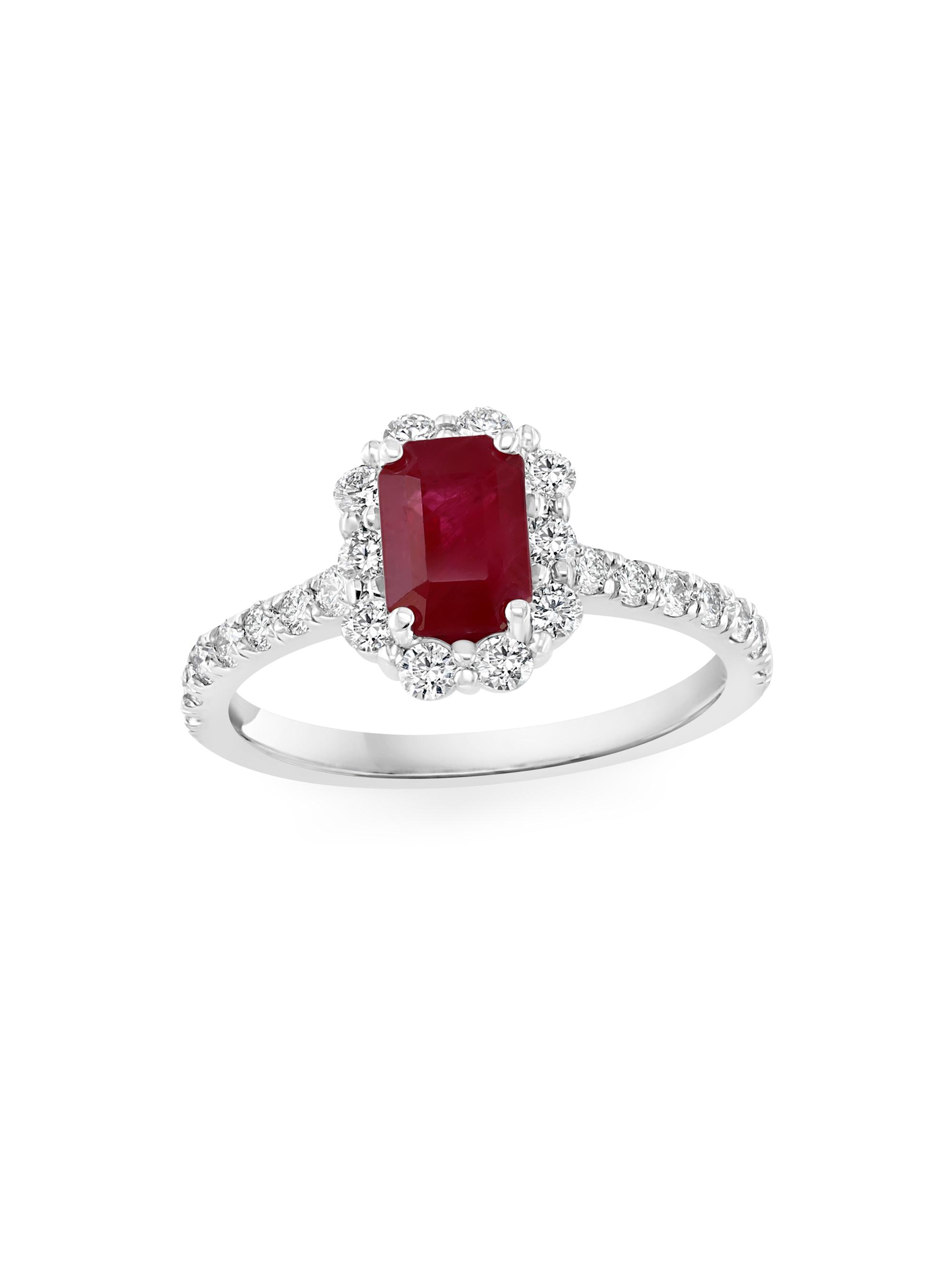 Saks Fifth Avenue Collection Women's 14K White Gold, Ruby & 0.37 TCW Diamond Solitaire Ring - White Gold