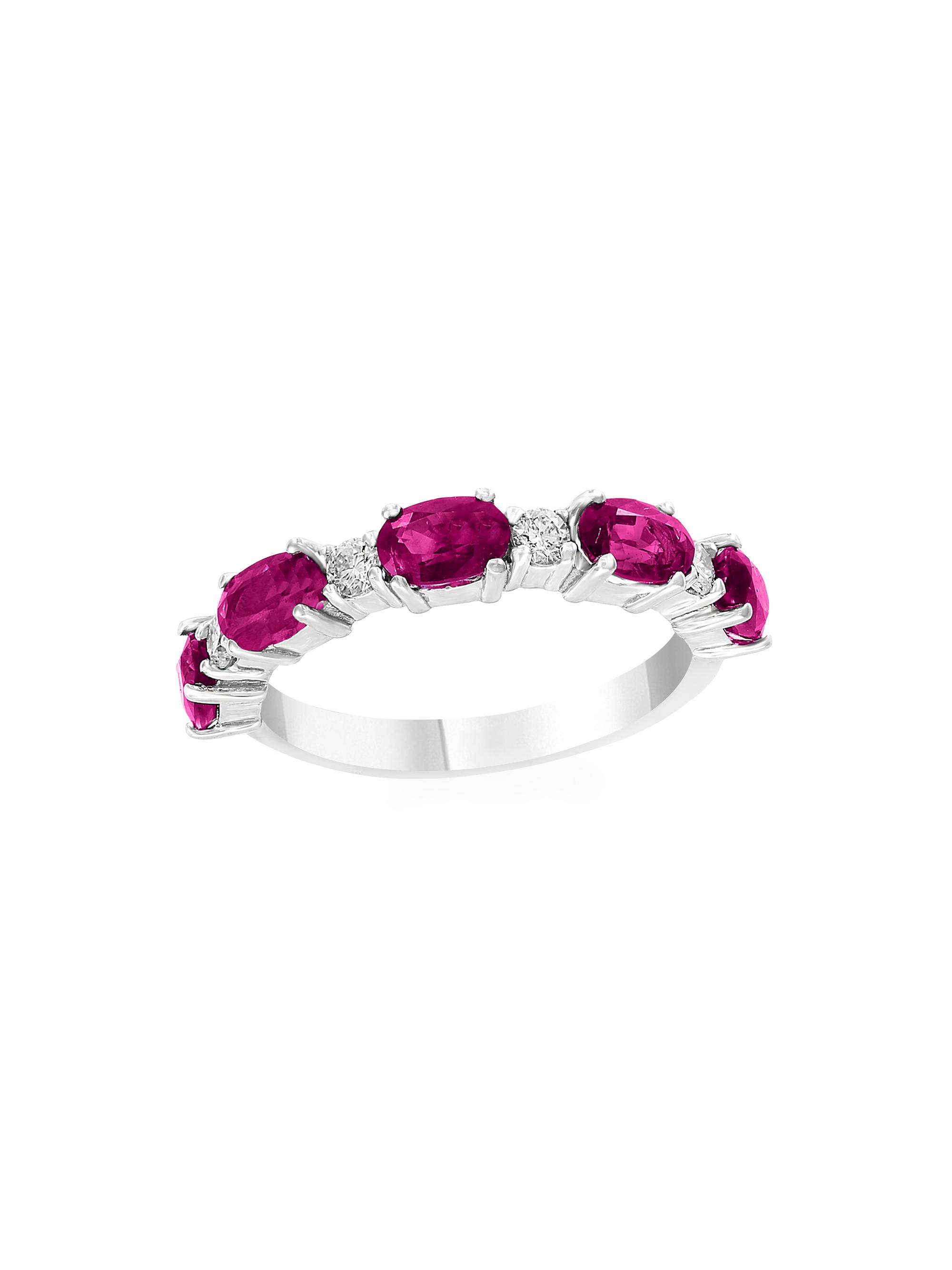 Saks Fifth Avenue Collection Women's 14K White Gold, Ruby & 0.20 TCW Diamond Band Ring - White Gold