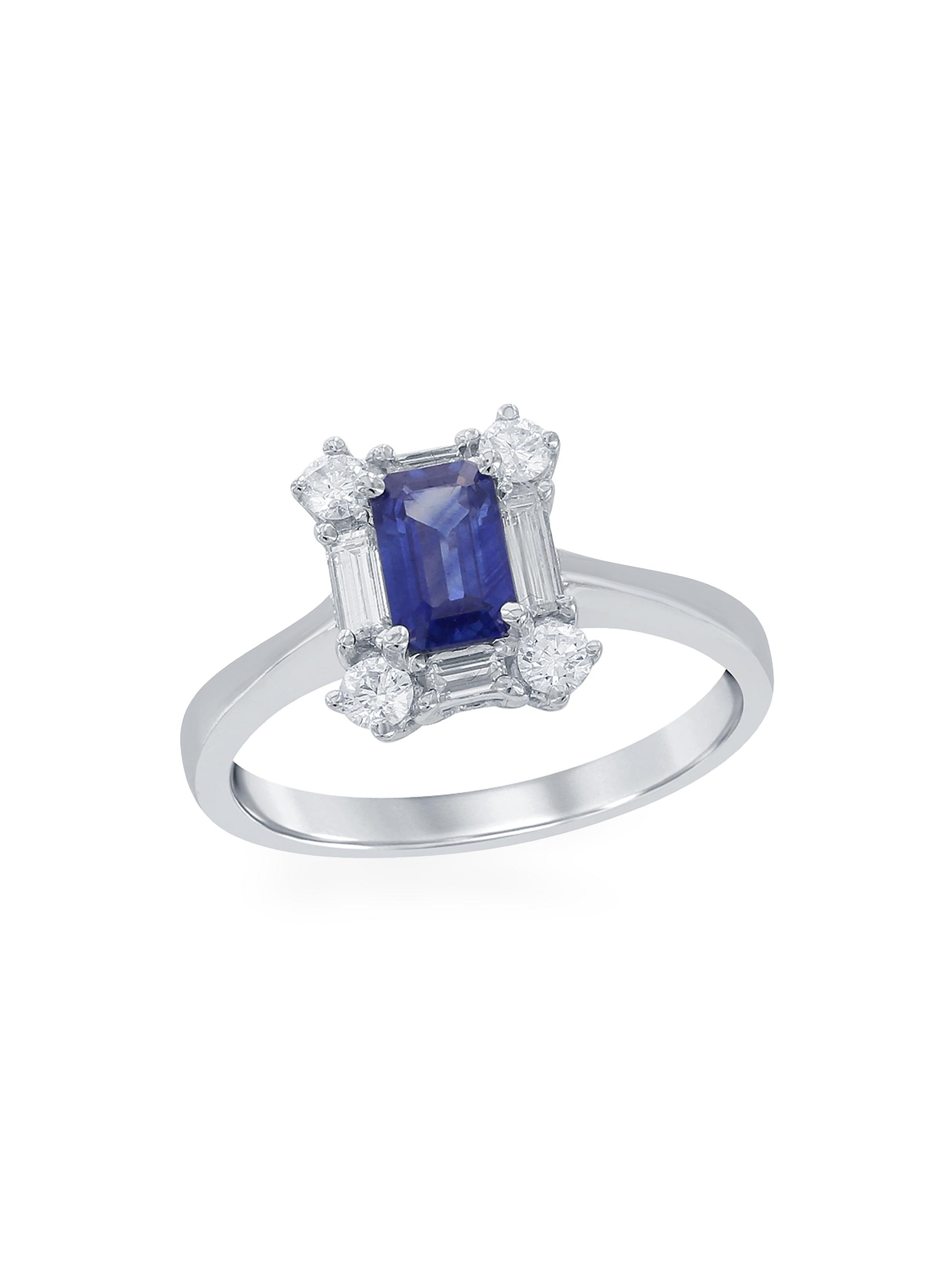 Saks Fifth Avenue Collection Women's 14K White Gold, Blue Sapphire & 0.13 TCW Diamond Halo Ring - White Gold