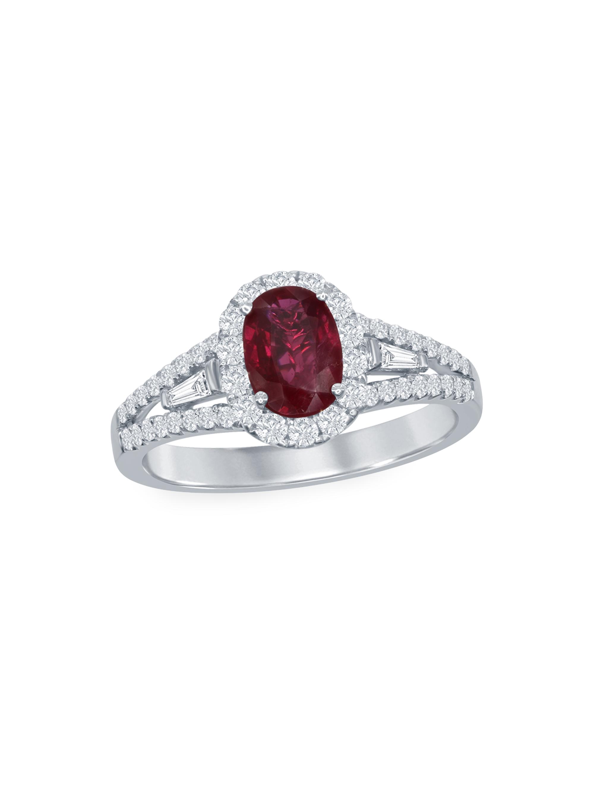 Saks Fifth Avenue Collection Women's 18K White Gold, Ruby & 0.09 TCW Diamond Solitaire Ring - White Gold