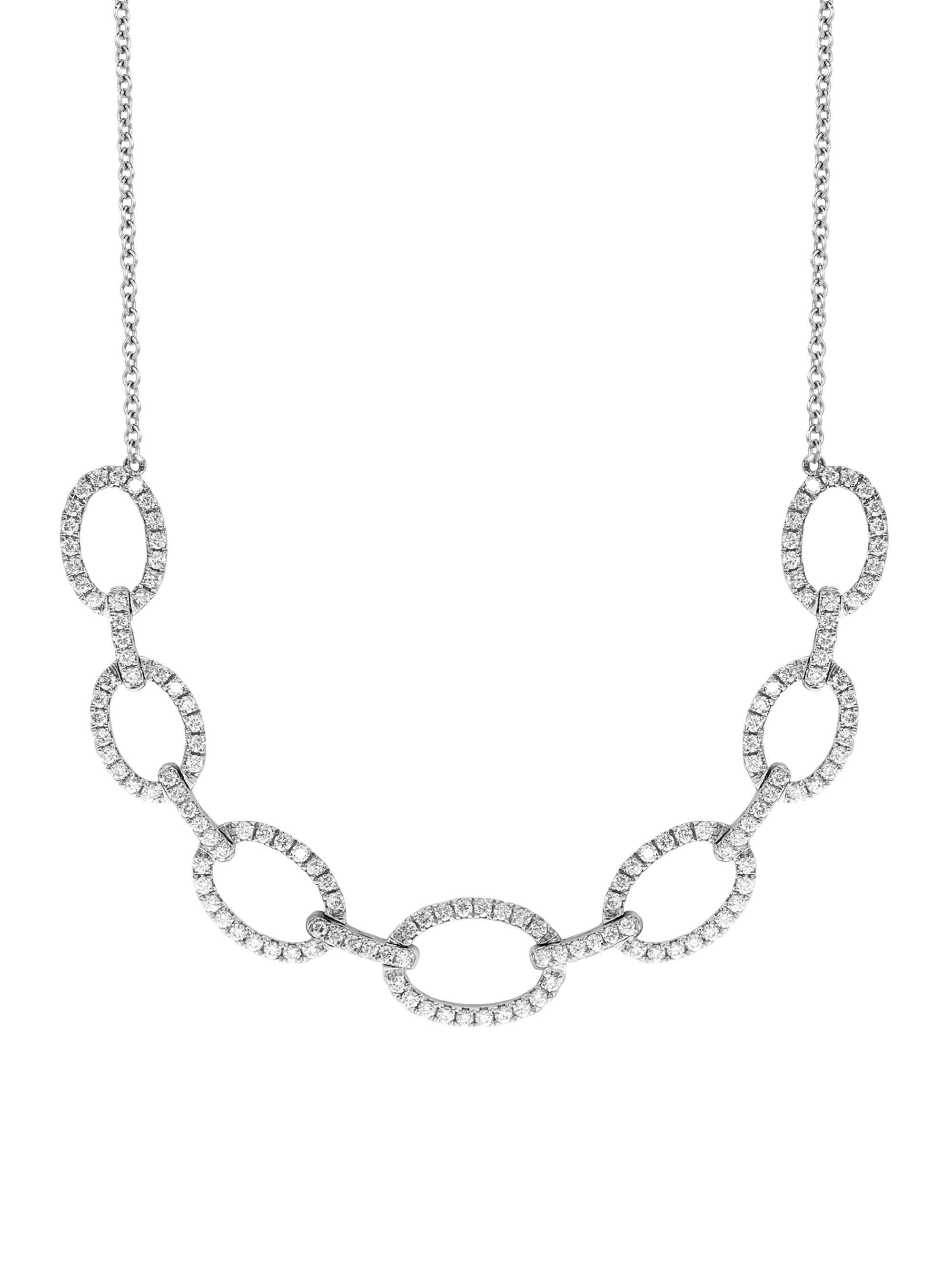 Saks Fifth Avenue Collection Women's 18K White Gold & 1.45 TCW Diamond Chain Link Necklace - White Gold