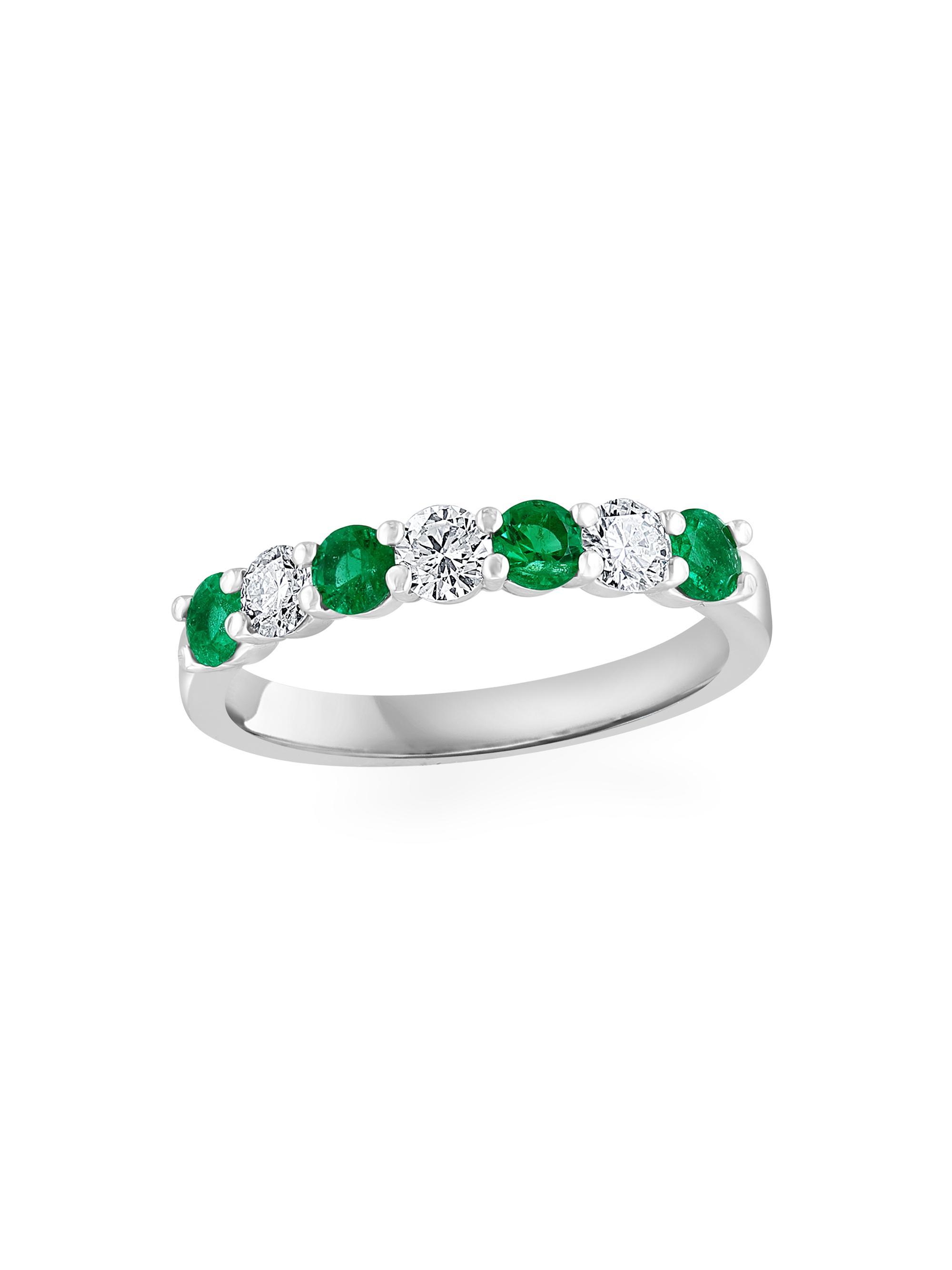 Saks Fifth Avenue Collection Women's 14K White Gold, Emerald & 0.50 TCW Diamond Band Ring - White Gold