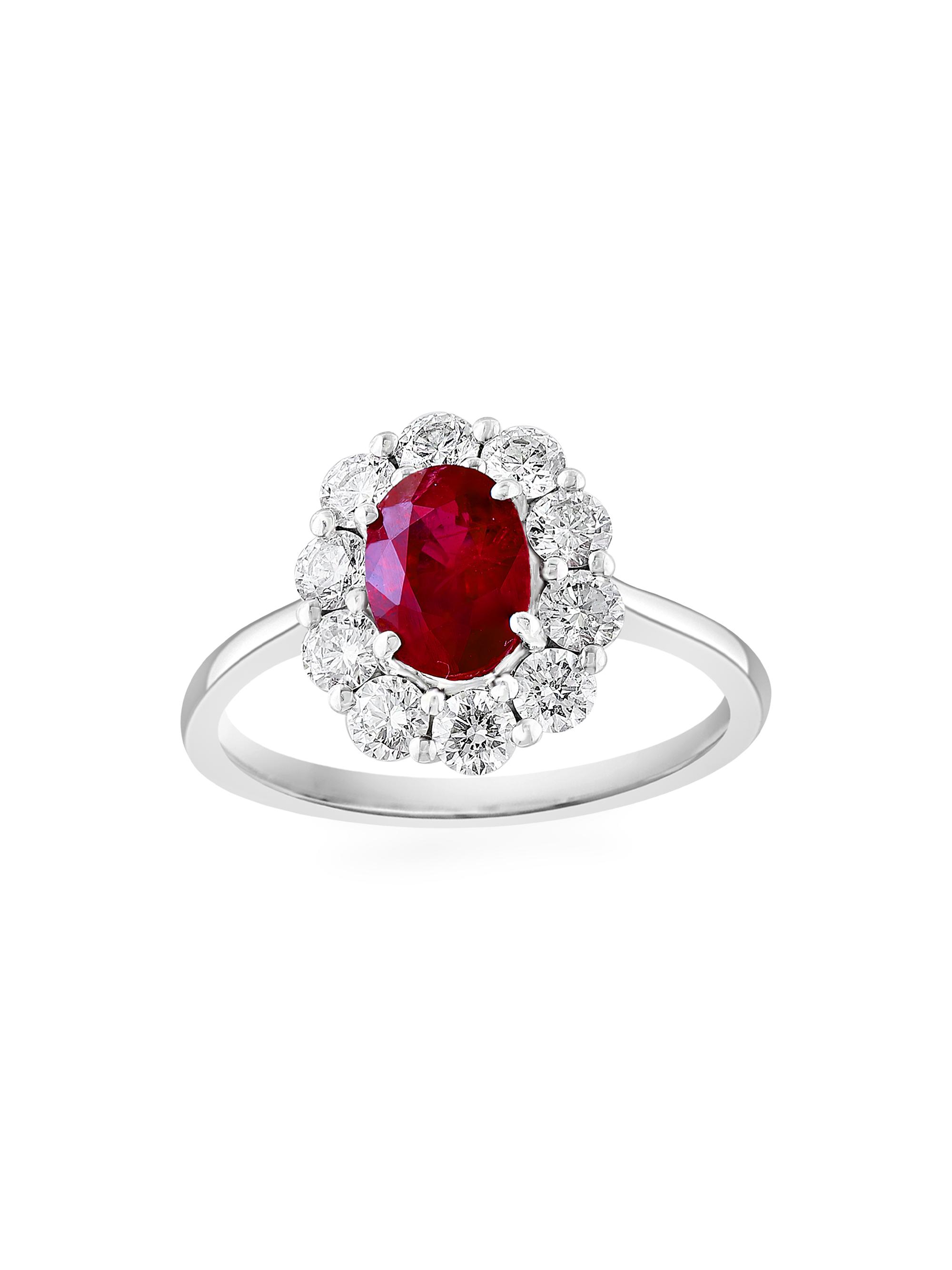 Saks Fifth Avenue Collection Women's 14K White Gold, Ruby & 0.83 TCW Diamond Ring - White Gold