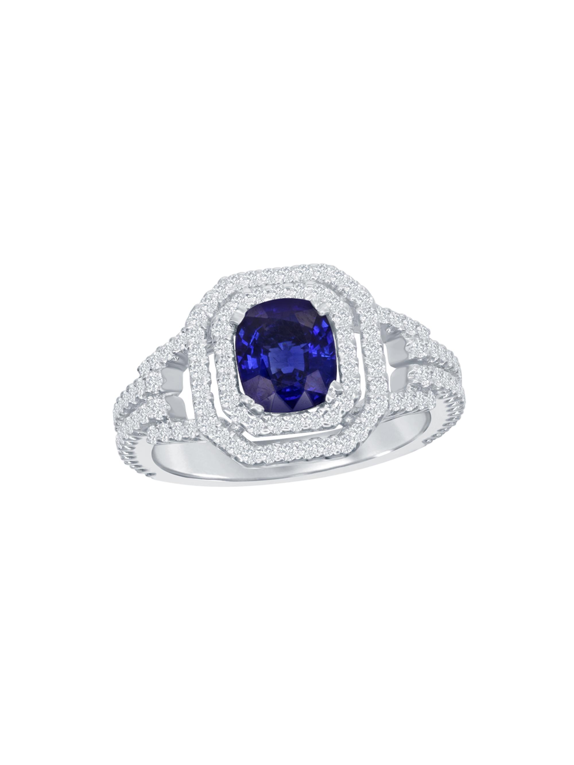 Saks Fifth Avenue Collection Women's 18K White Gold, Sapphire & 0.63 TCW Diamond Linear Ring - White Gold