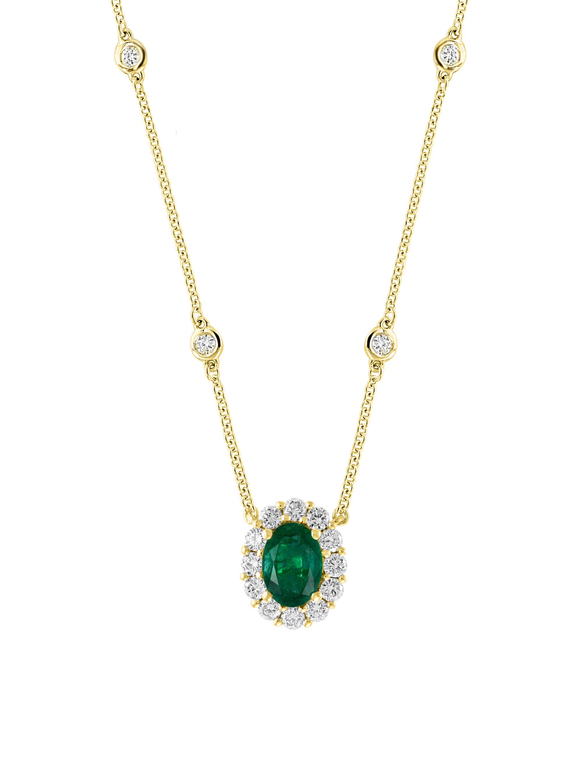 Saks Fifth Avenue Collection Women's 18K Yellow Gold, Emerald & 0.48 TCW Diamond Pendant Necklace - Yellow Gold