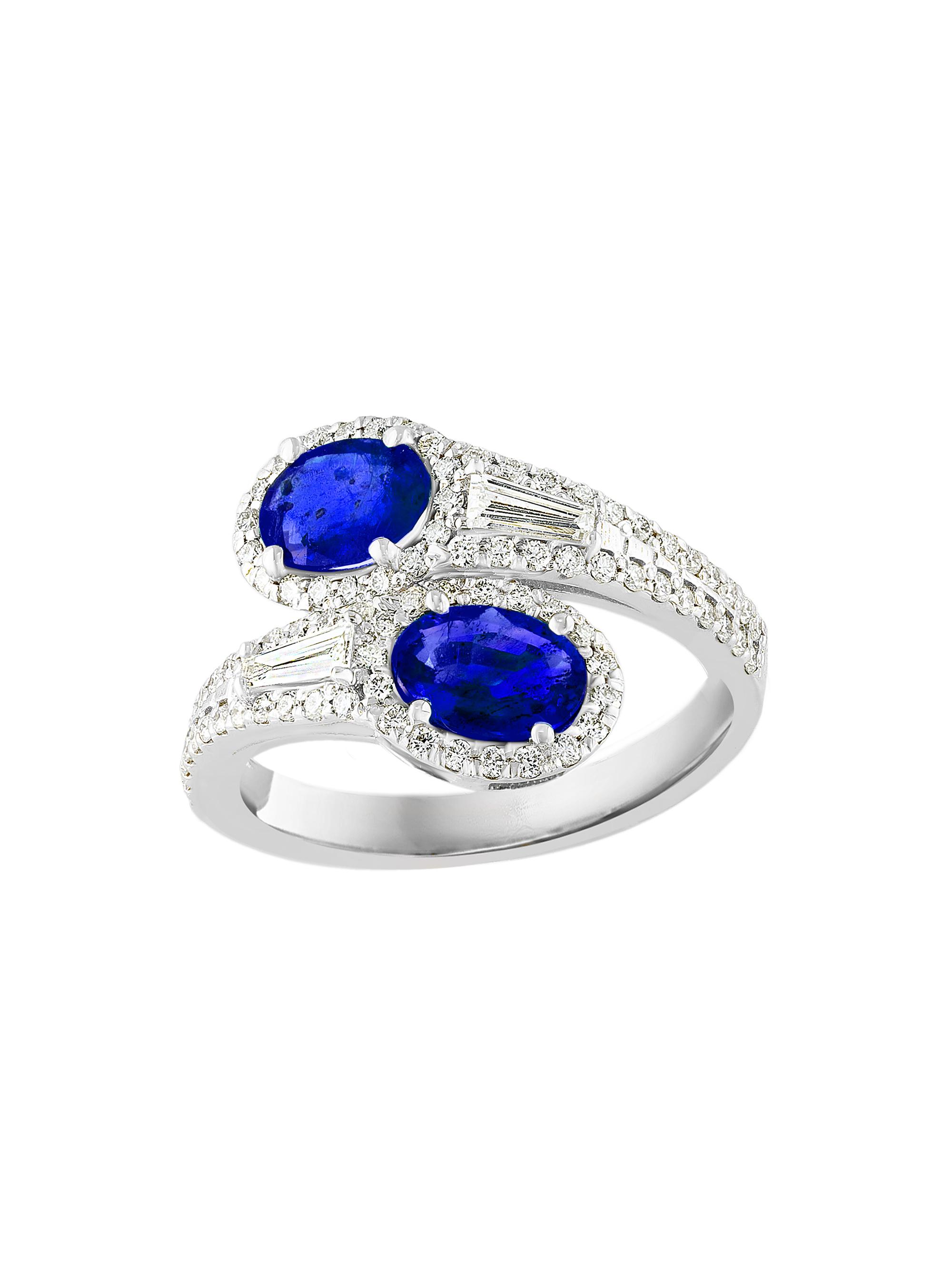 Saks Fifth Avenue Collection Women's 14K White Gold, Sapphire & 0.88 TCW Diamond Wraparound Ring - White Gold