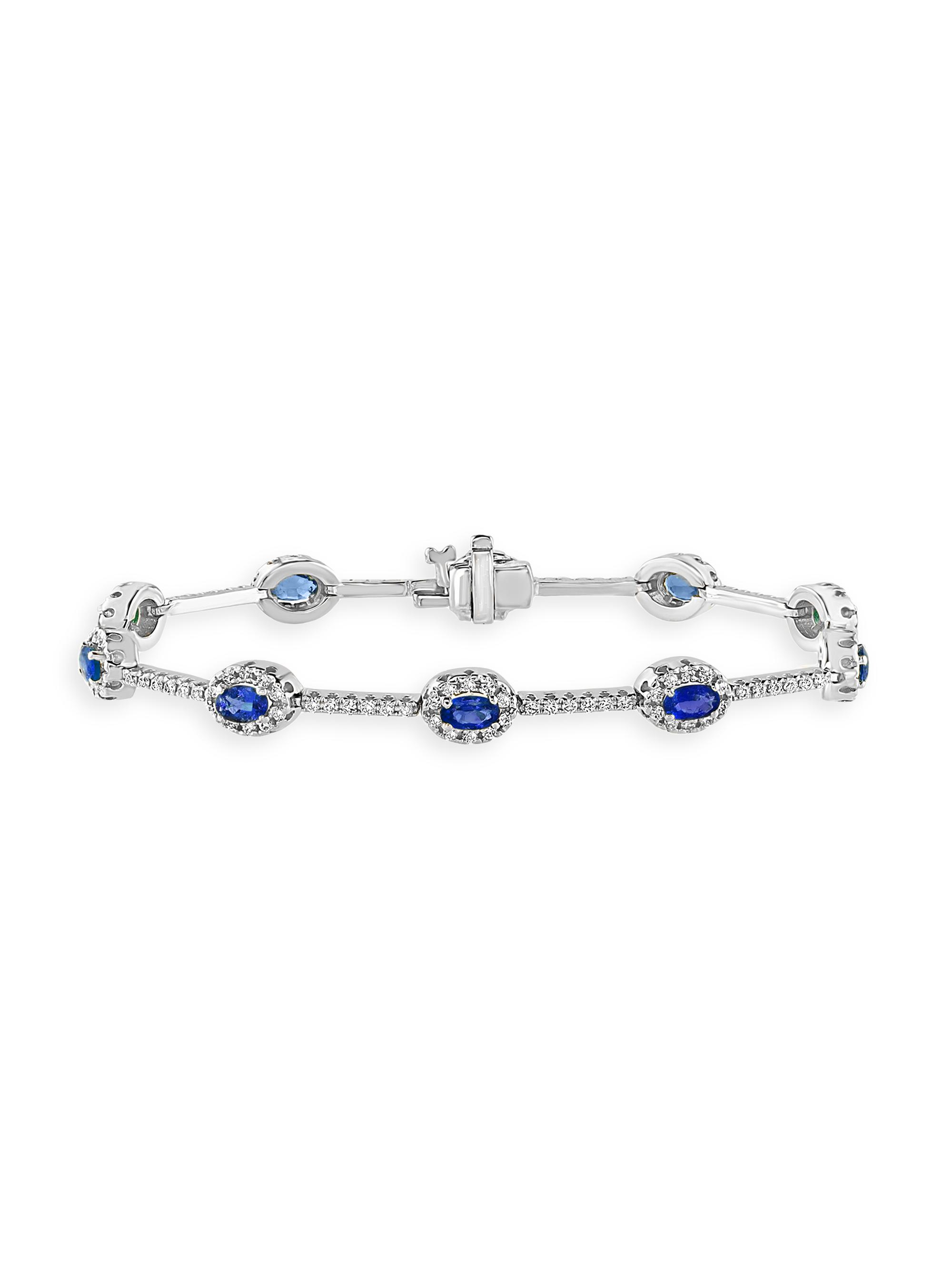 Saks Fifth Avenue Collection Women's 14K White Gold, Sapphire & 1.39 TCW Diamond Station Bracelet - White Gold