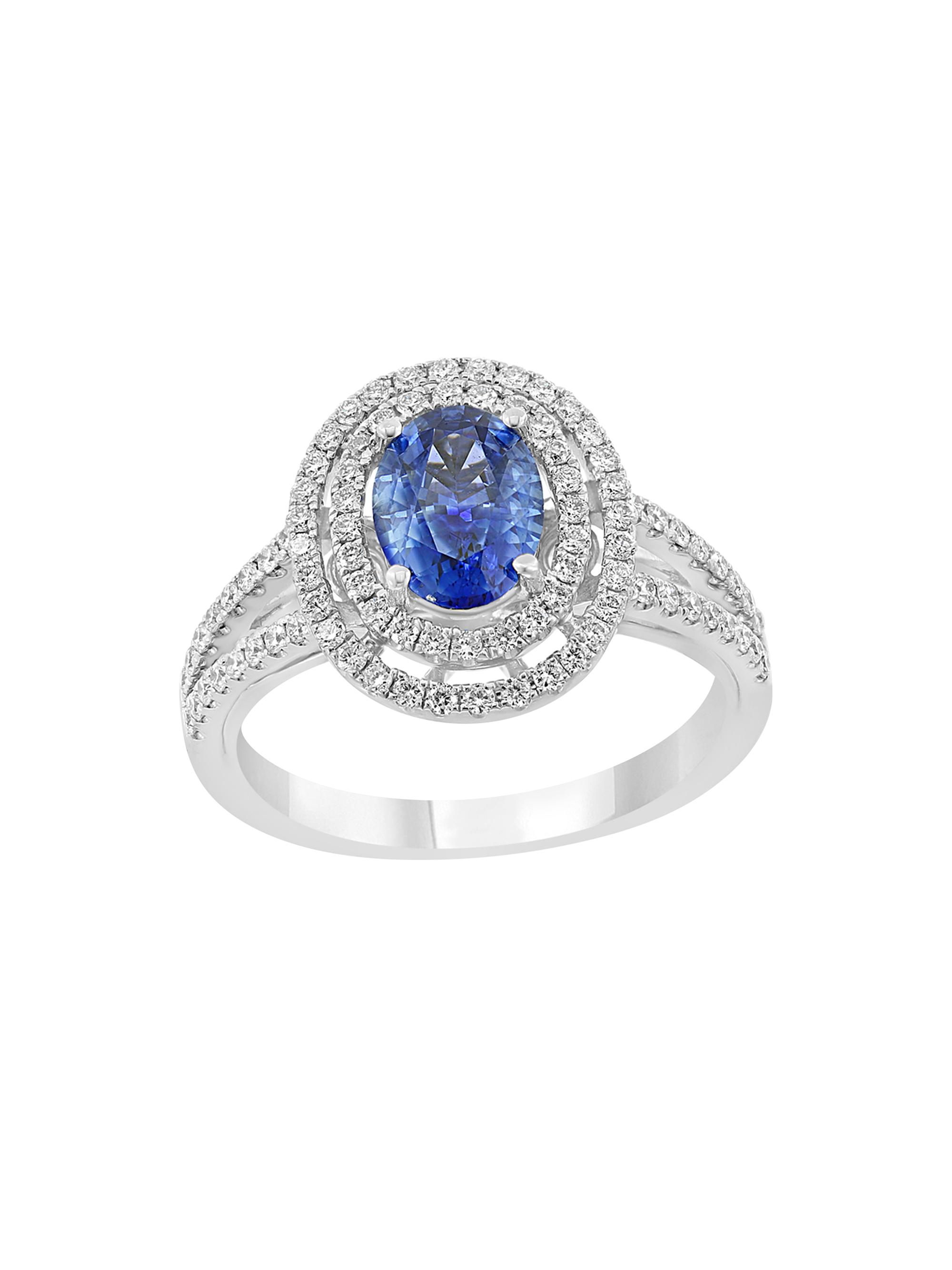 Saks Fifth Avenue Collection Women's 18K White Gold, Sapphire & 0.47 TCW Diamond Ring - White Gold