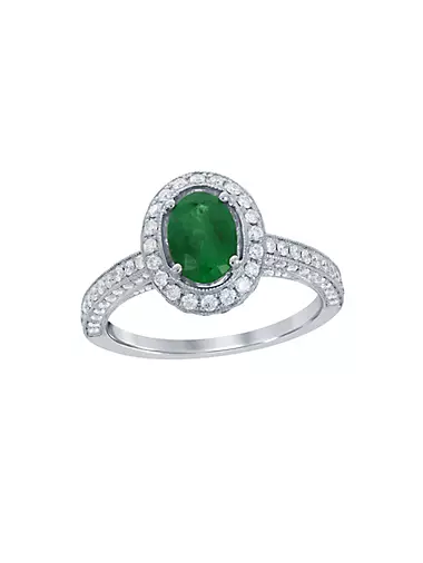 18K White Gold, Emerald & 0.67 TCW Diamond Ring
