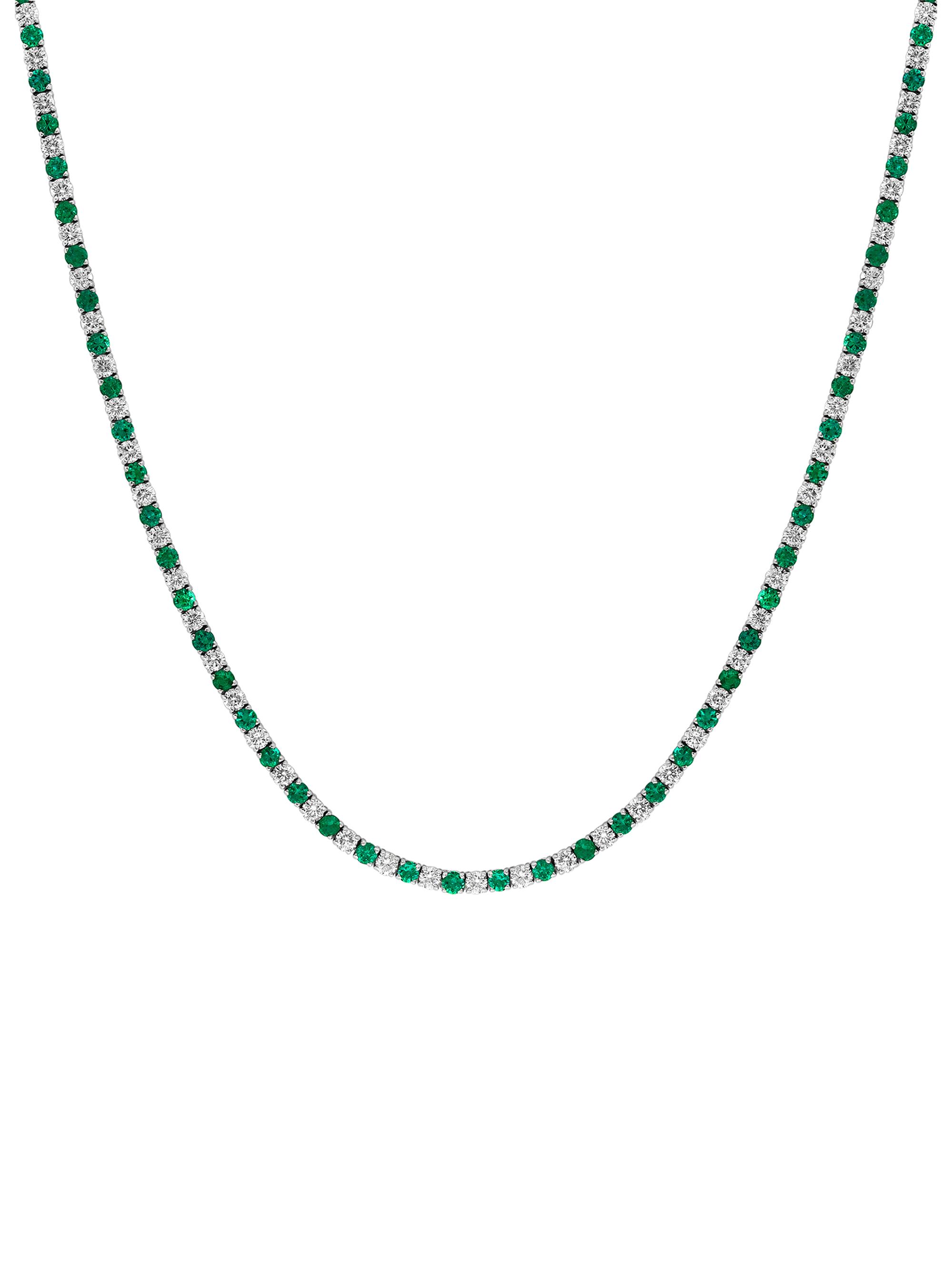 Saks Fifth Avenue Collection Women's 14K White Gold, Emerald & 4.37 TCW Diamond Tennis Necklace - White Gold