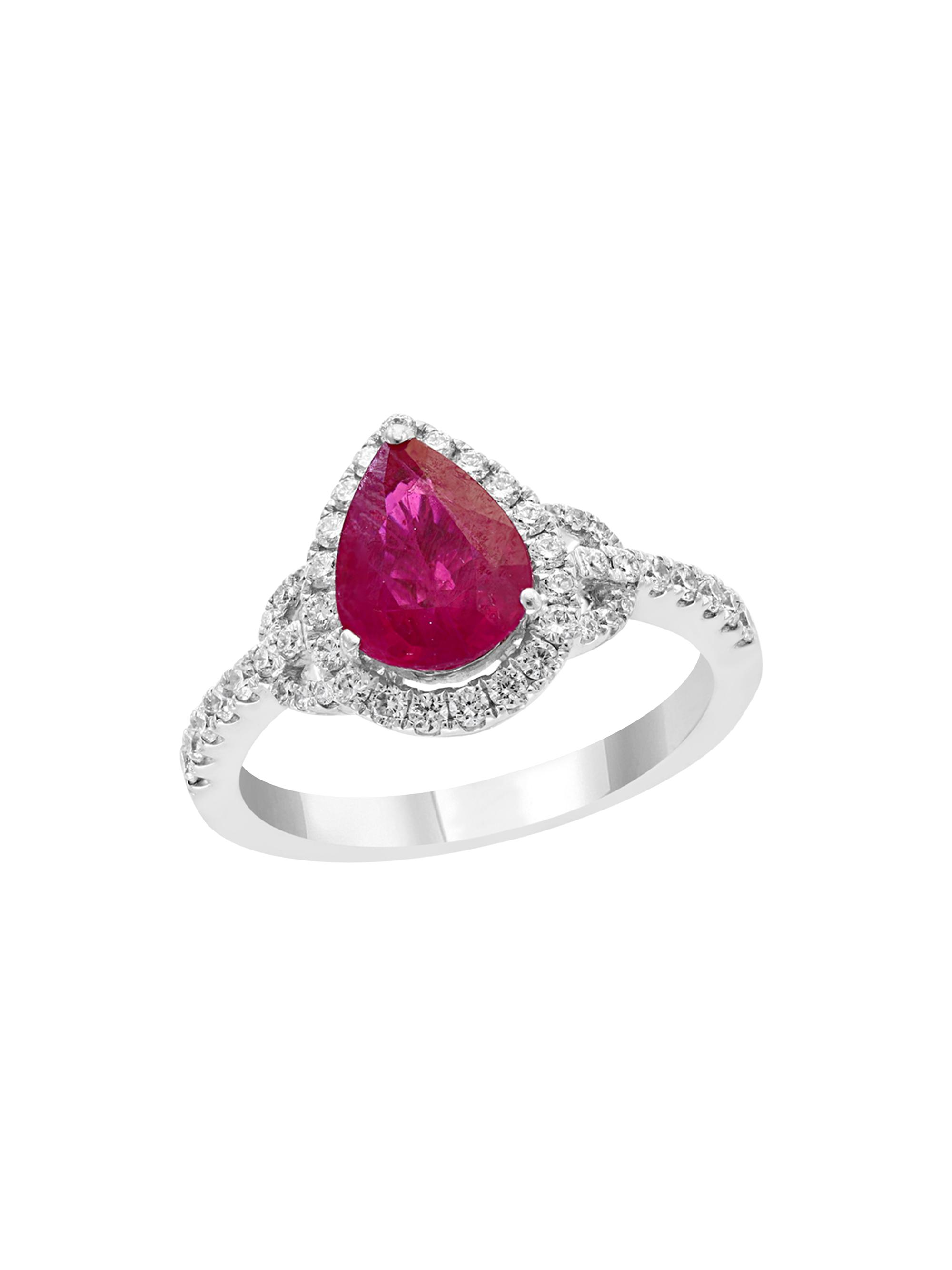 Saks Fifth Avenue Collection Women's 18K White Gold, Ruby & 0.42 TCW Diamond Solitaire Ring - White Gold