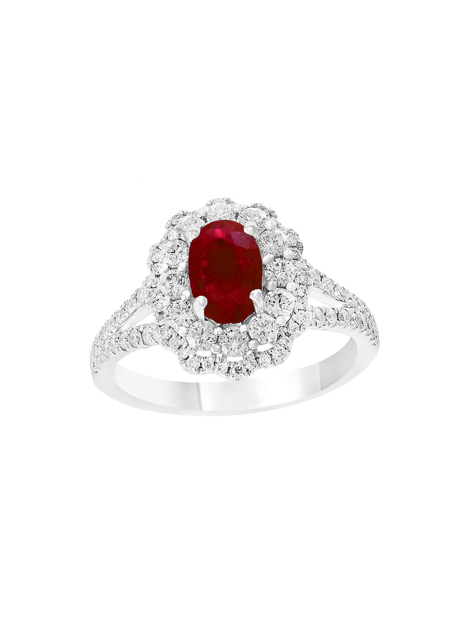 Saks Fifth Avenue Collection Women's 18K White Gold, Ruby & 0.77 TCW Diamond Ring - White Gold
