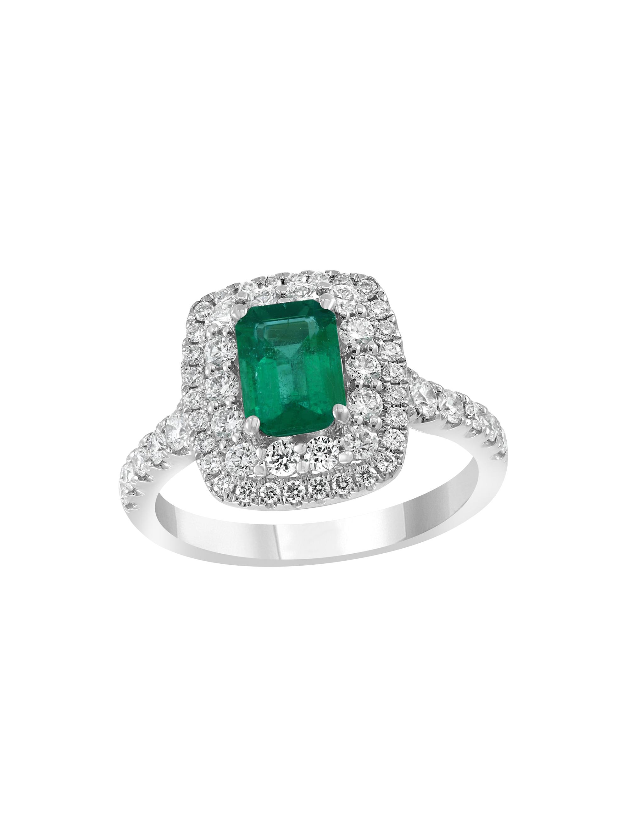 Saks Fifth Avenue Collection Women's 18K White Gold, Emerald & 0.81 TCW Diamond Solitaire Ring - White Gold