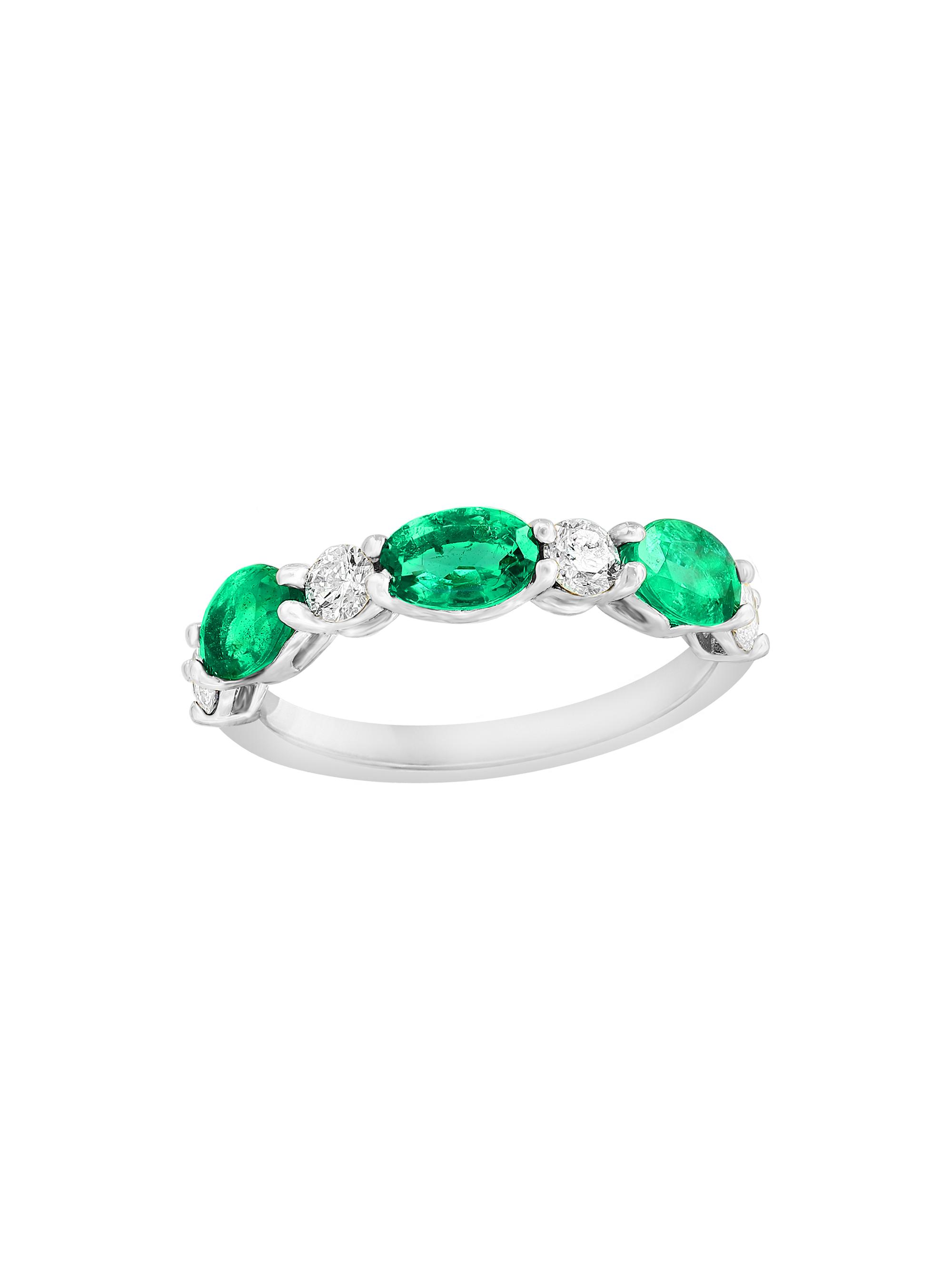 Saks Fifth Avenue Collection Women's 14K White Gold, Emerald & 0.61 TCW Diamond Band Ring - White Gold