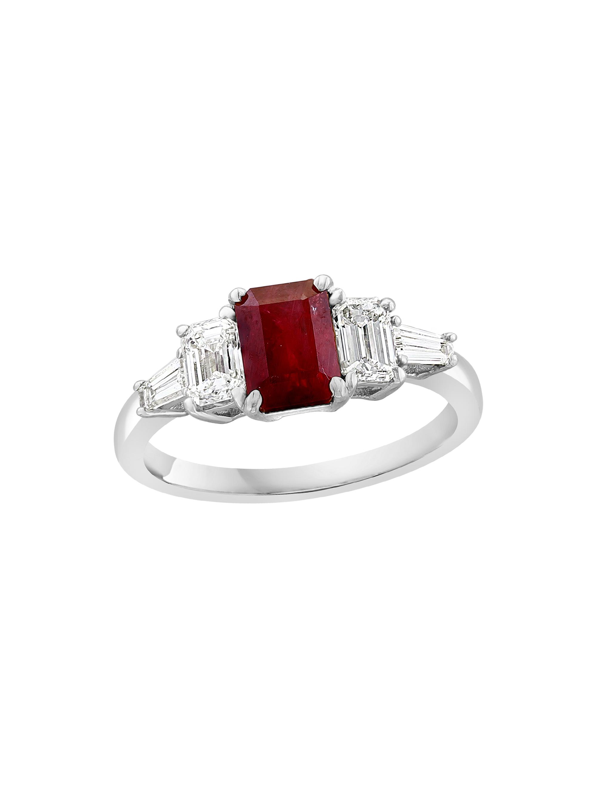 Saks Fifth Avenue Collection Women's Platinum, Ruby & 0.80 TCW Diamond Ring - White Gold