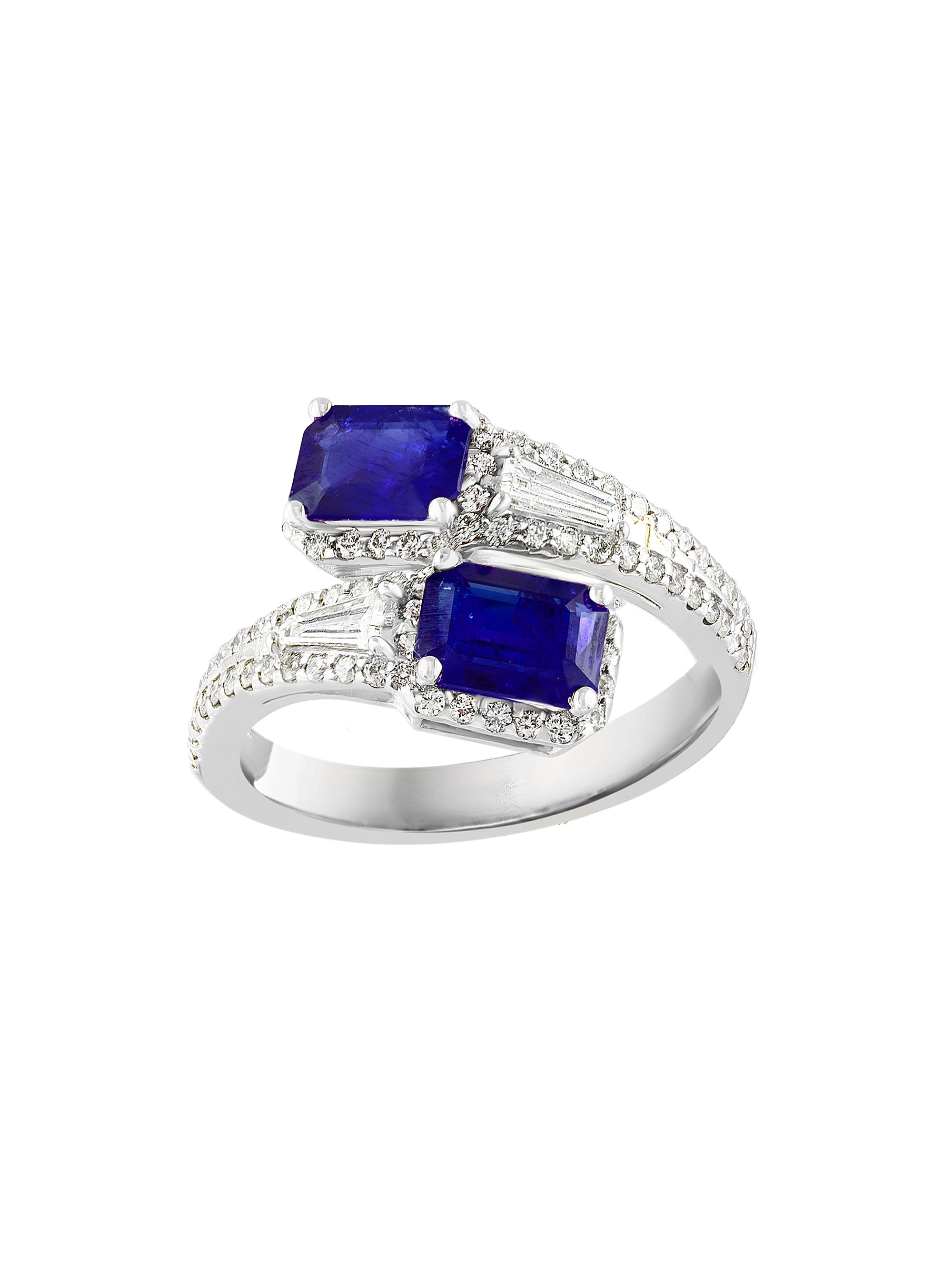 Saks Fifth Avenue Collection Women's 14K White Gold, Sapphire & 0.50 TCW Diamond Wraparound Ring - White Gold