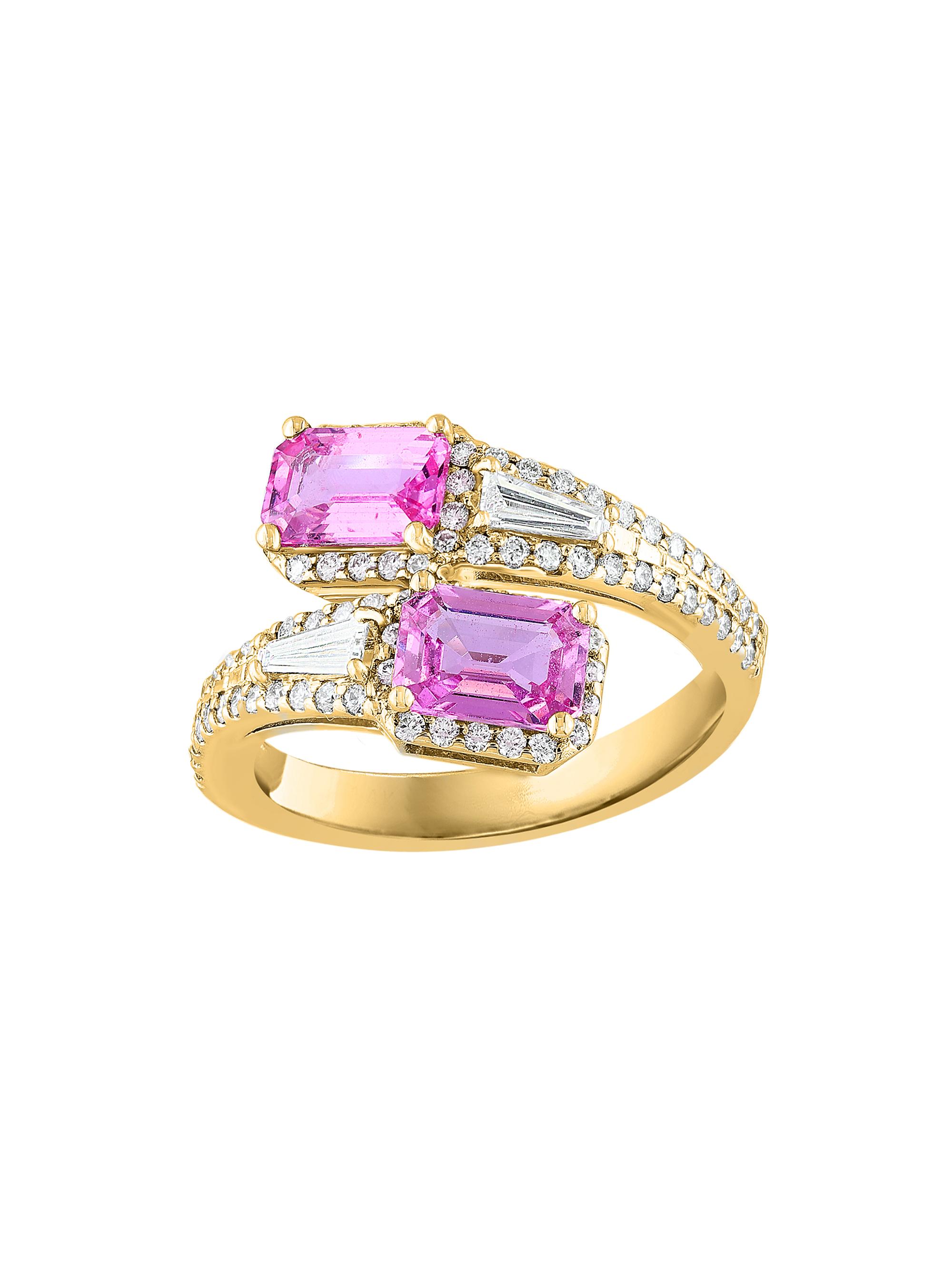 Saks Fifth Avenue Collection Women's 14K Yellow Gold, Pink Sapphire & 0.49 TCW Diamond Bypass Ring - Yellow Gold