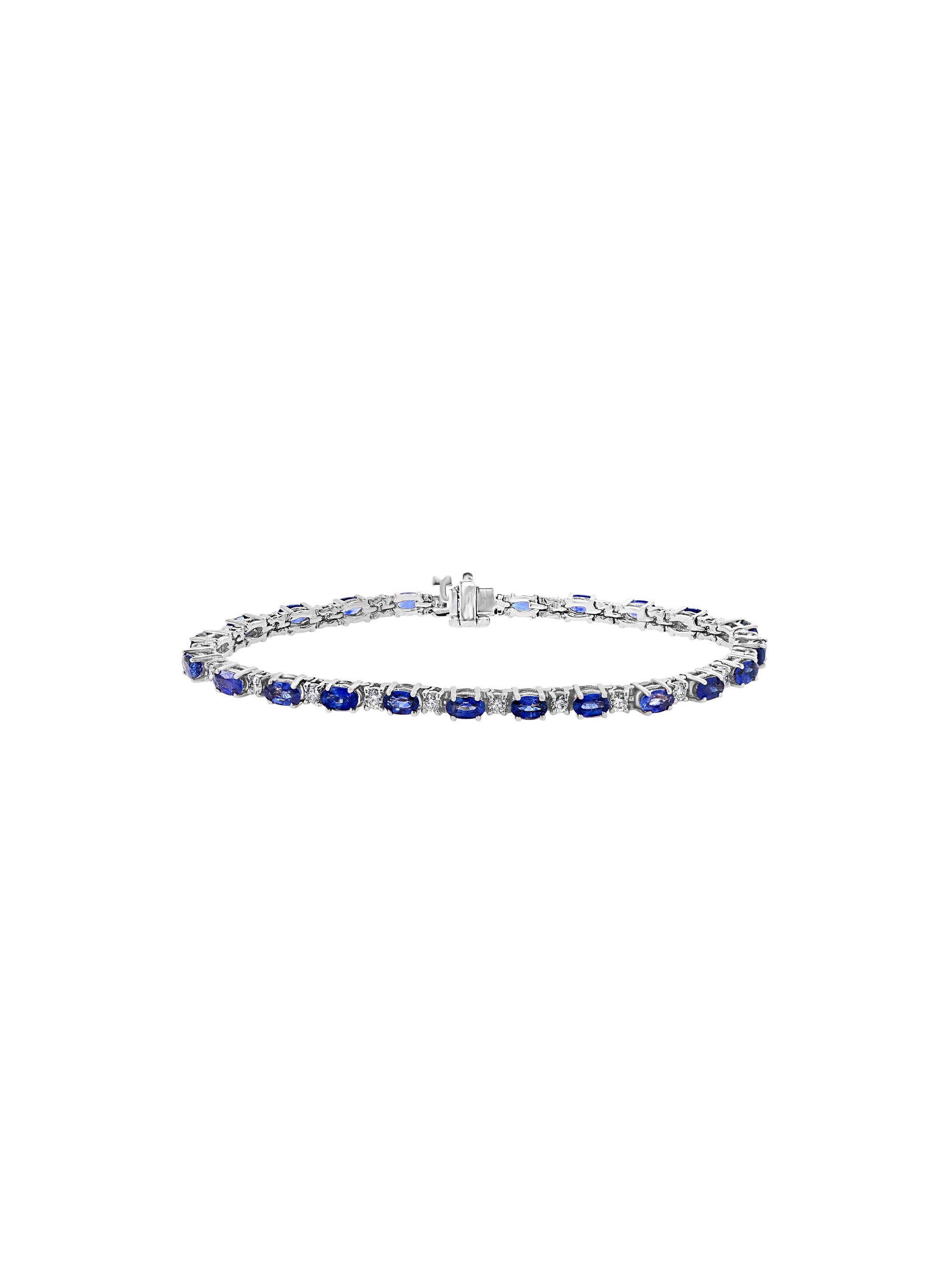 Saks Fifth Avenue Collection Women's 14K White Gold, Sapphire & 1.01 TCW Diamond Tennis Bracelet - White Gold