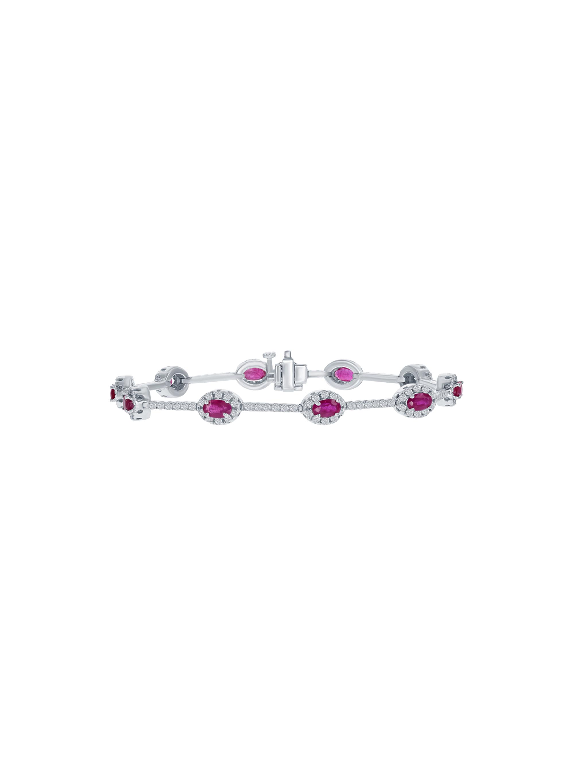 Saks Fifth Avenue Collection Women's 14K White Gold, Ruby & 1.29 TCW Diamond Station Bracelet - White Gold