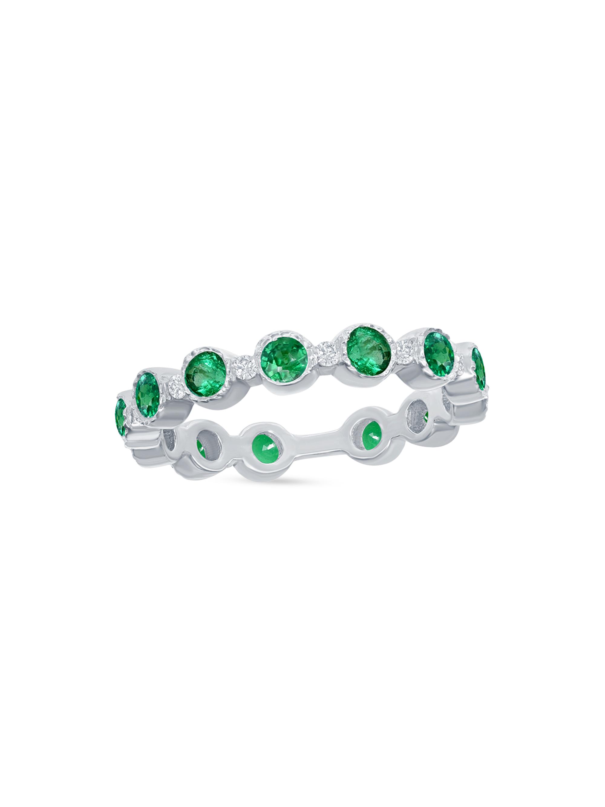 Saks Fifth Avenue Collection Women's 14K White Gold, Emerald & 0.12 TCW Diamond Ring - White Gold