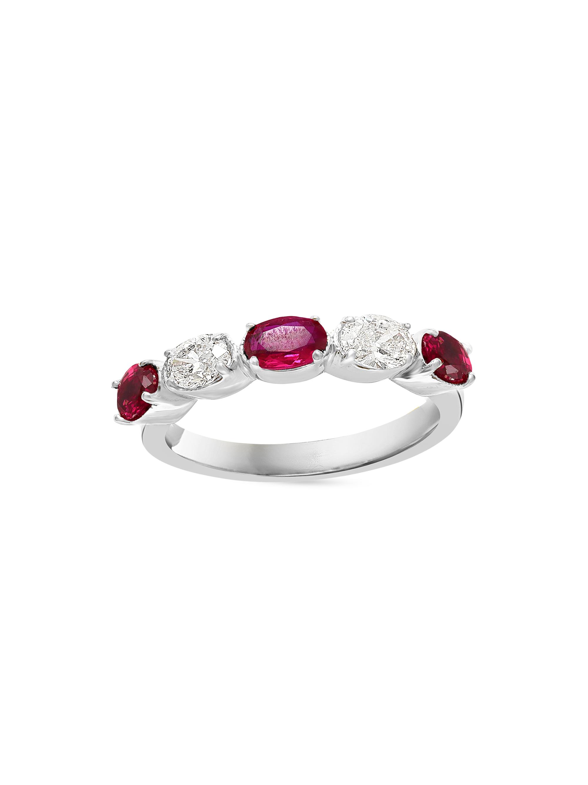 Saks Fifth Avenue Collection Women's 14K White Gold, Ruby & 0.40 TCW Diamond Band Ring - White Gold
